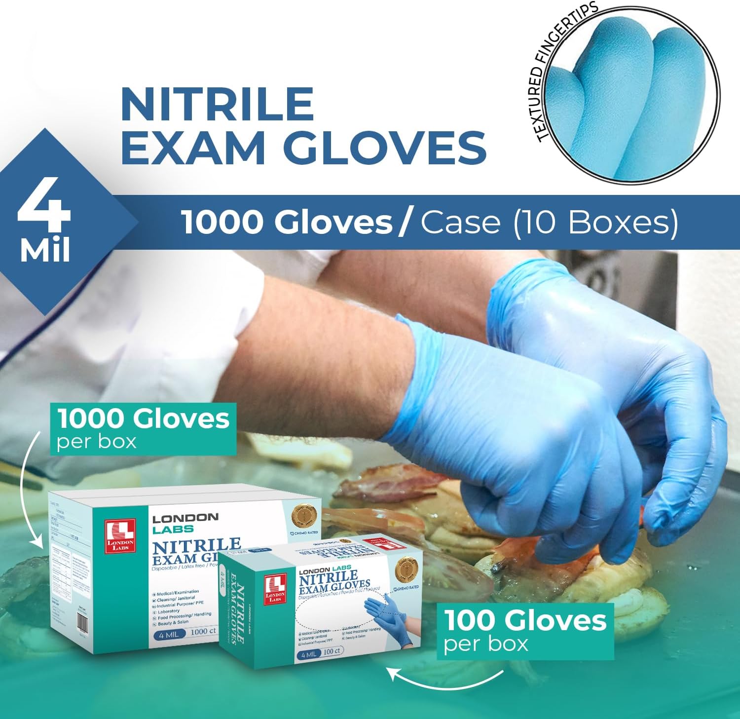Nitrile Exam Gloves 4Mil Thick Latex-Free Powder-Free