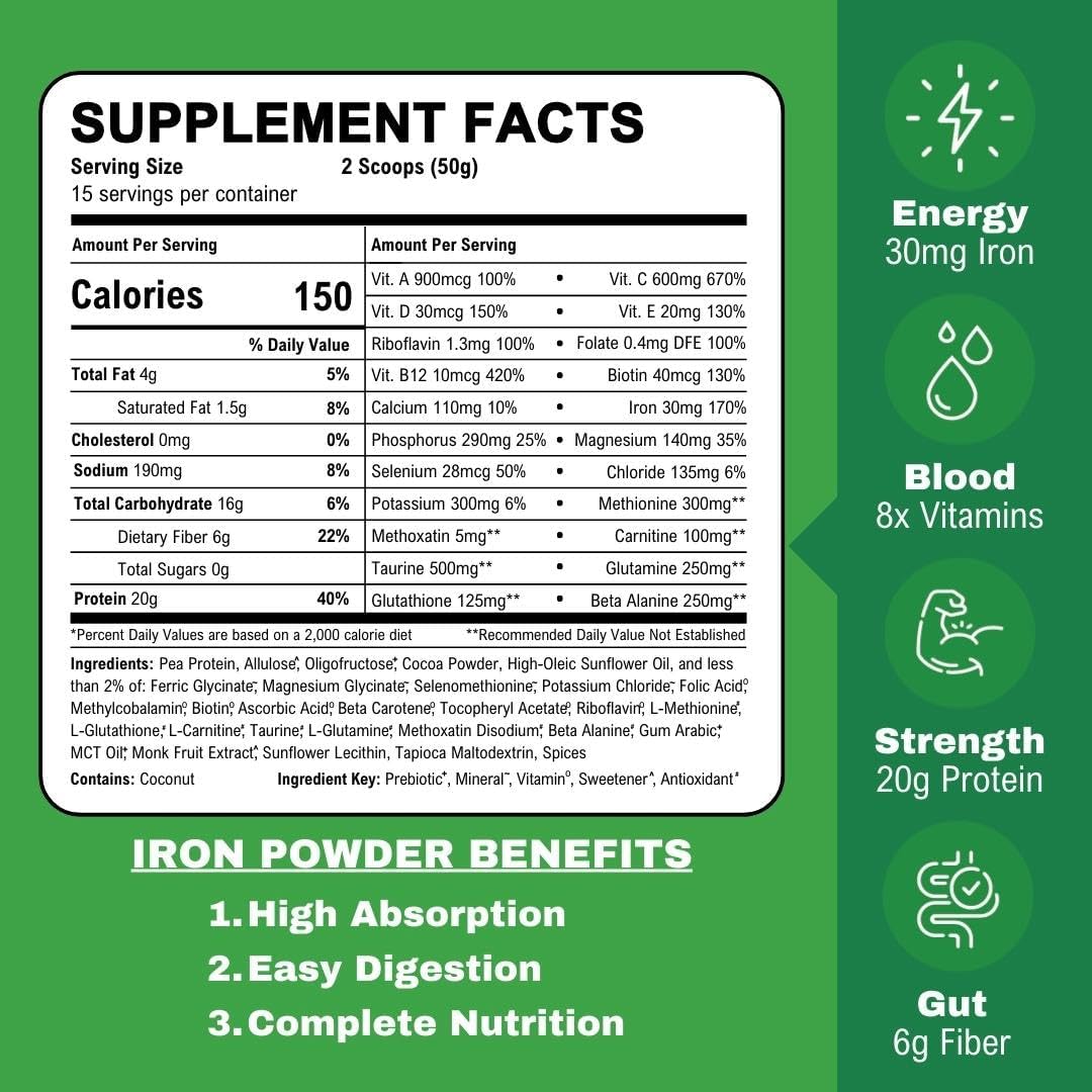 Smart Eats Iron Powder - 30 Scoops Chocolate Flavor