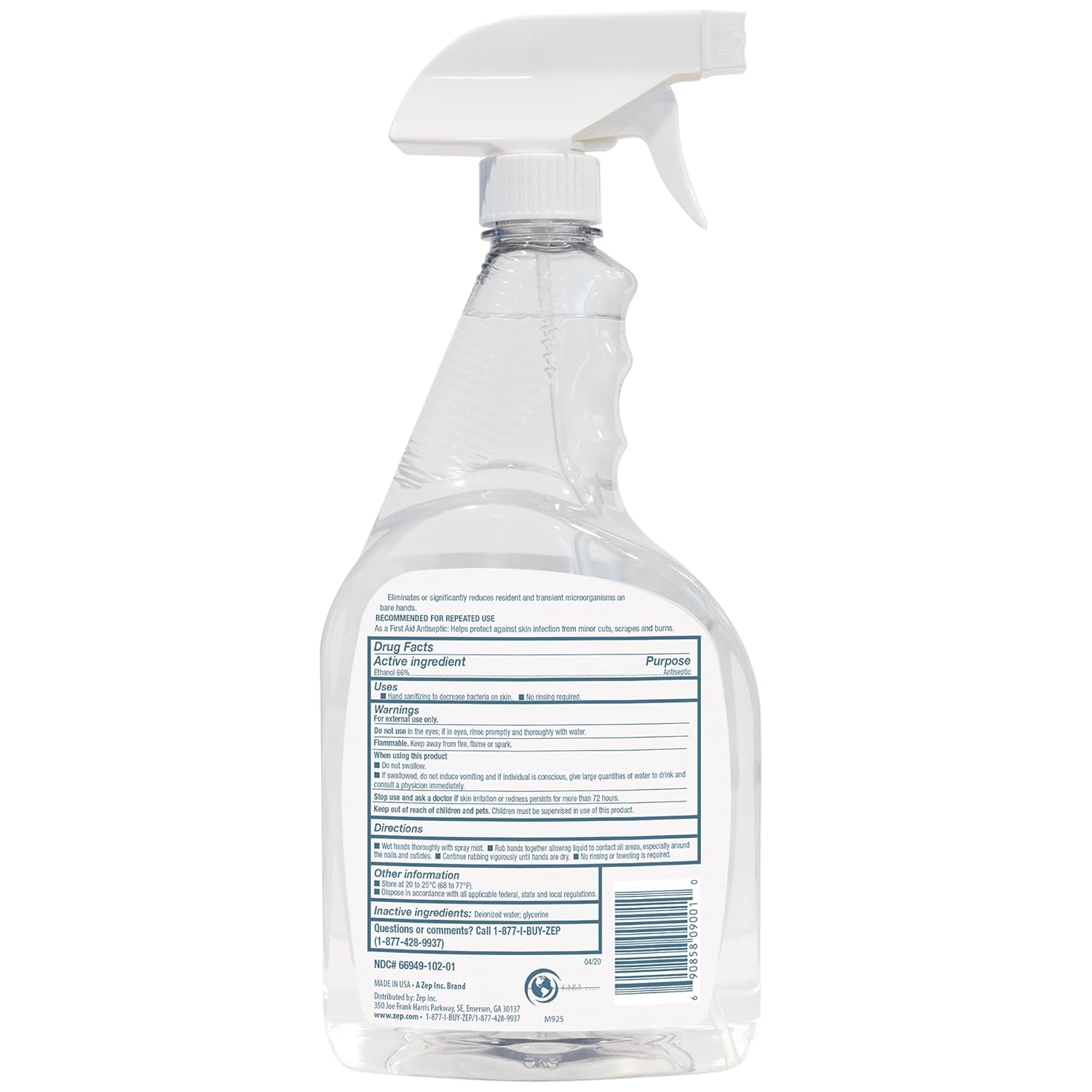 Zep Alcohol Hand Sanitizer Spray 32 oz Case of 12
