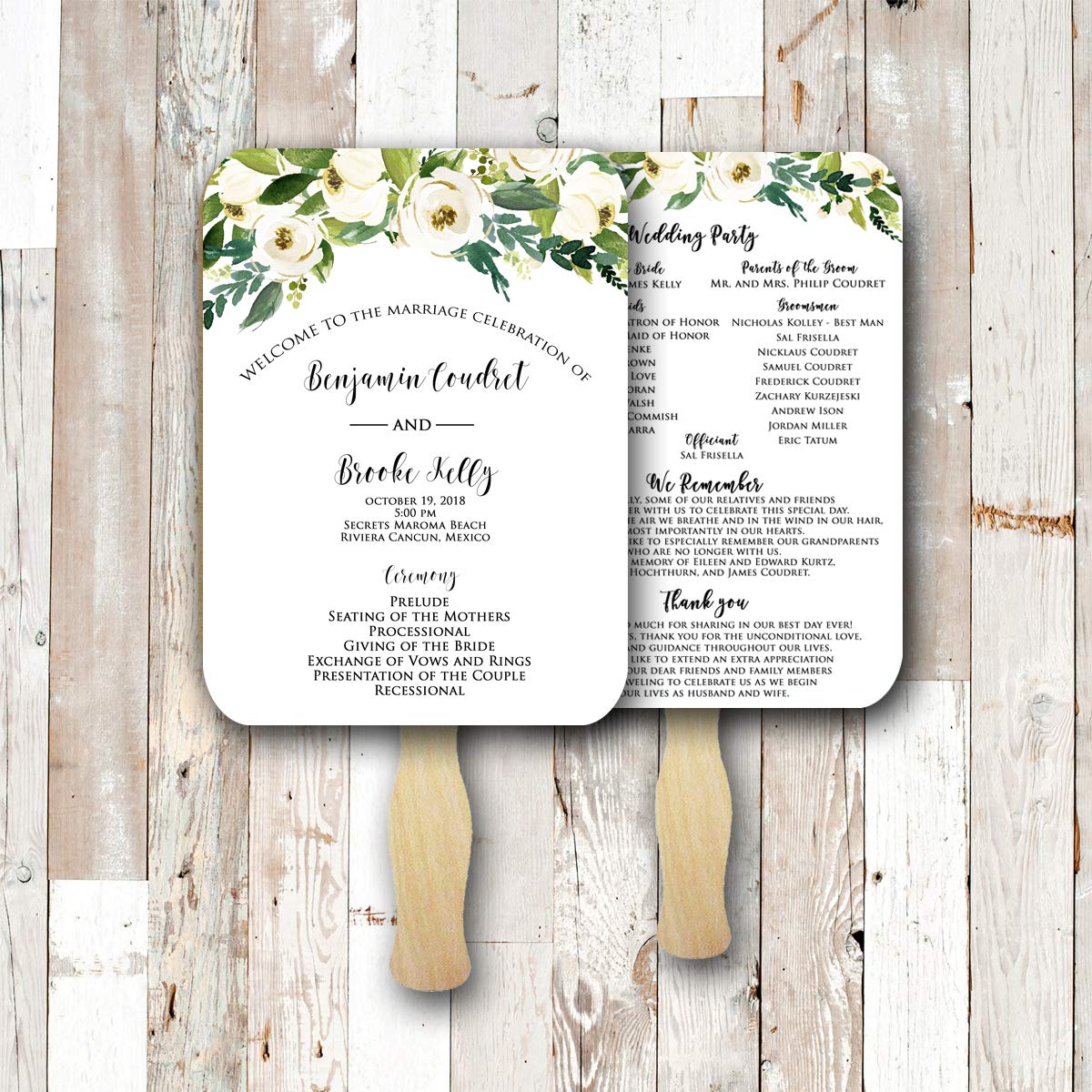 100 Personalized Handheld Fans for Wedding Event Favors