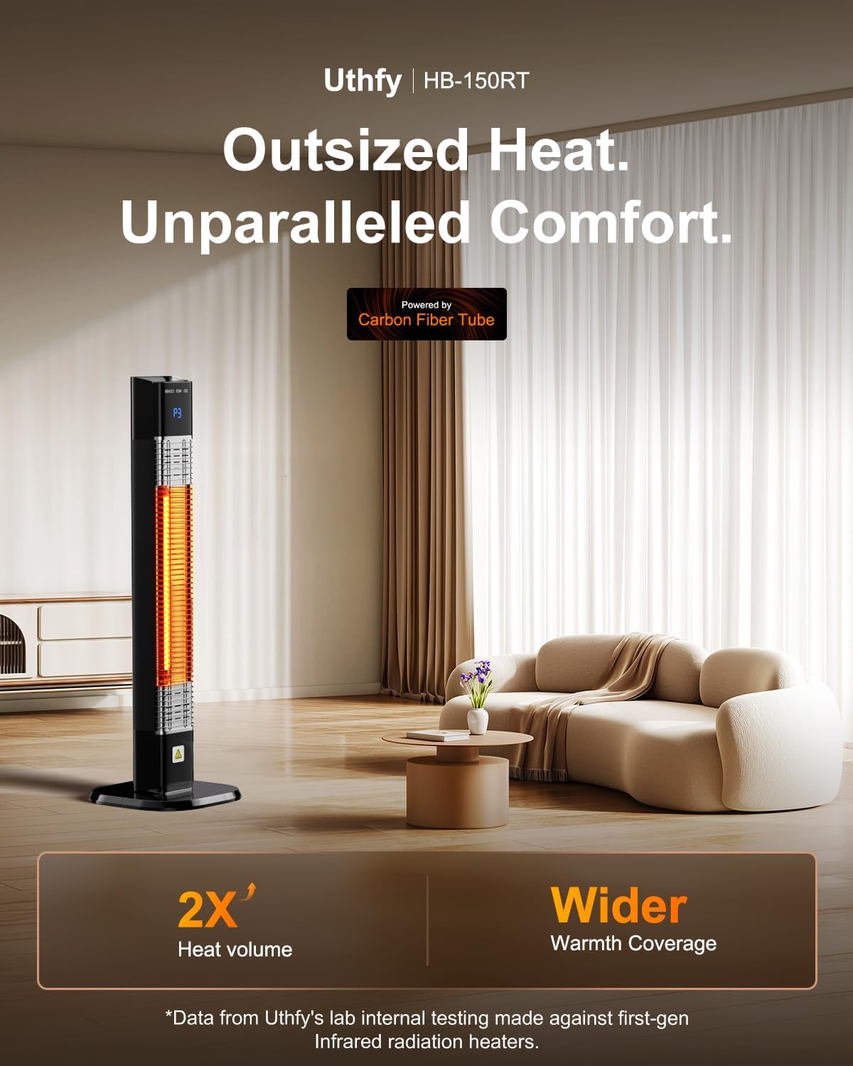 Uthfy 1500W Infrared Outdoor Heater with 24H Timer and IP44 Waterproof