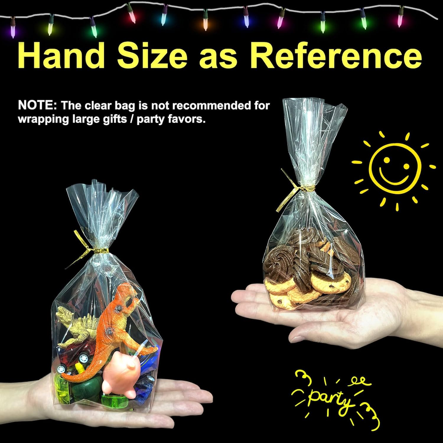 PigPotParty 6x9 Clear Plastic Treat Bags 50Pcs with Twist Ties