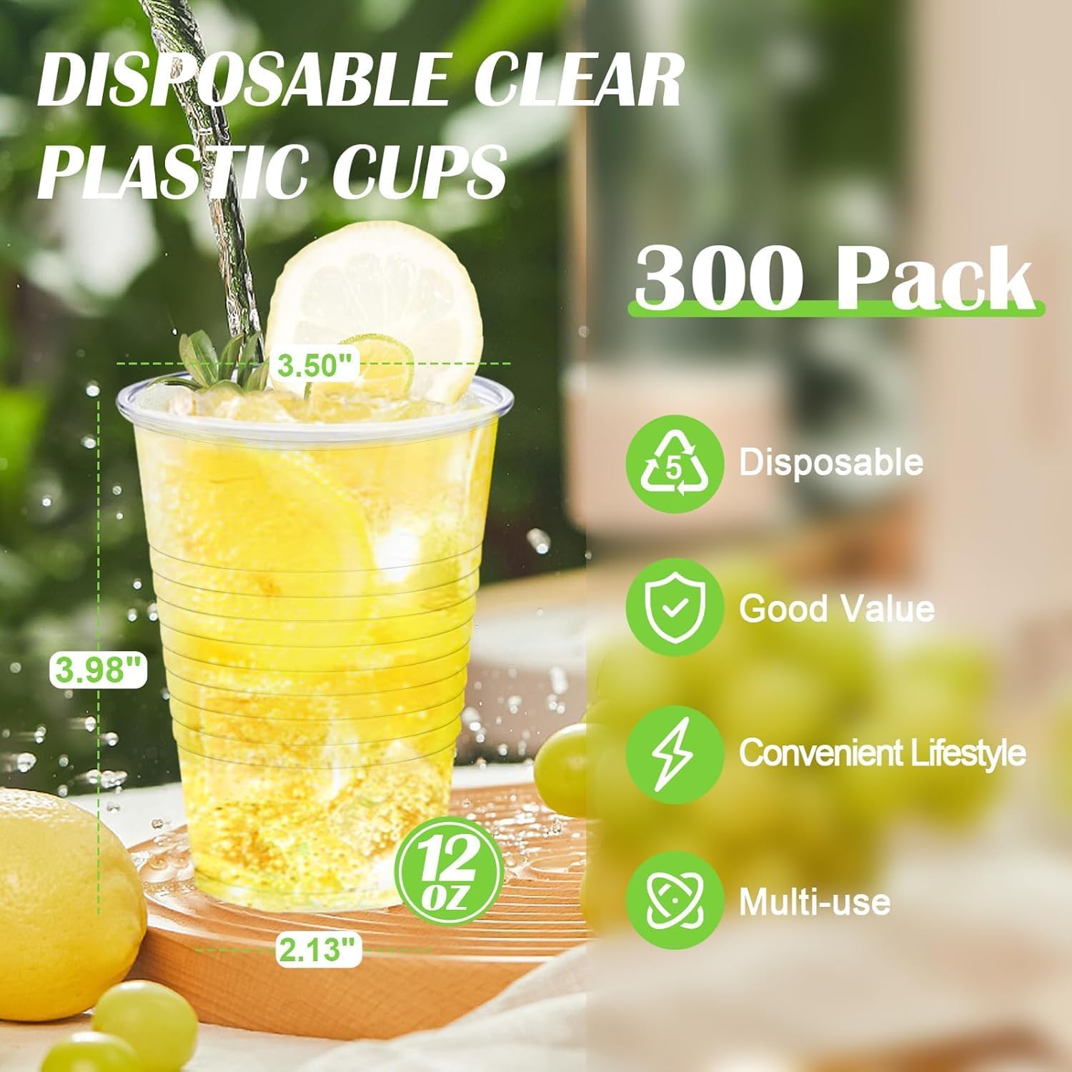 Lamosi 300 Pack 12 Oz Clear Plastic Cups