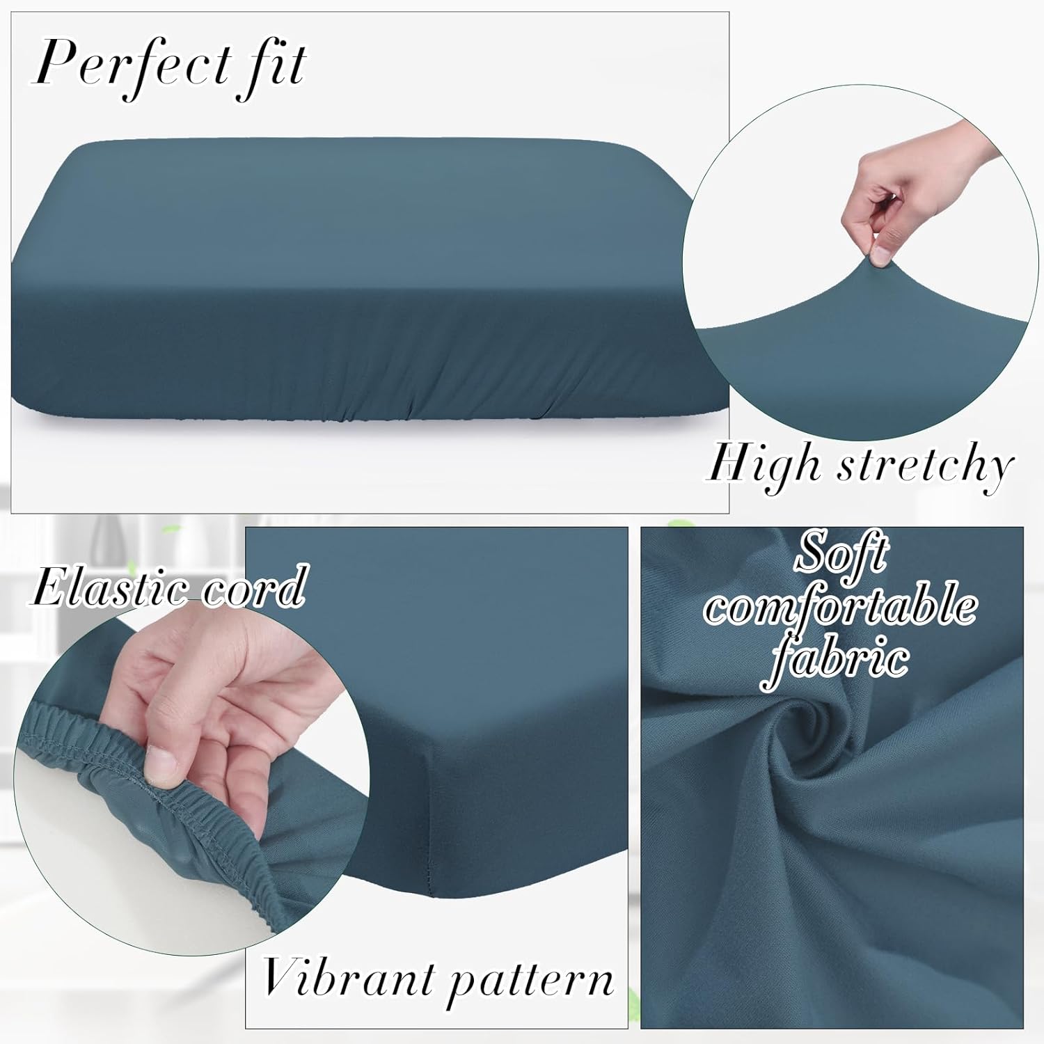 Newwiee 8Pcs Stretchable Outdoor Cushion Covers