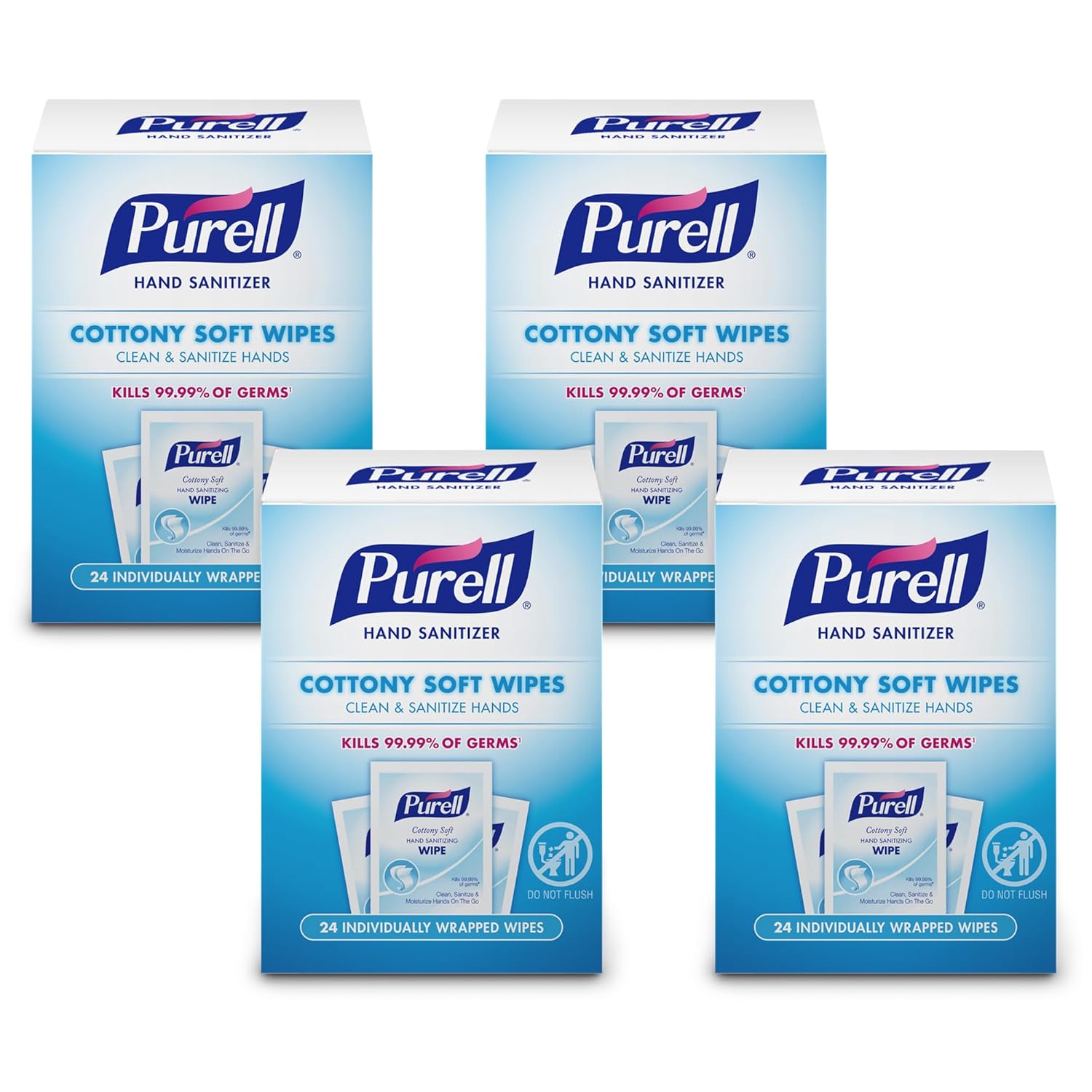 PURELL Cottony Soft Hand Sanitizing Wipes 24 Wipes 4 Boxes