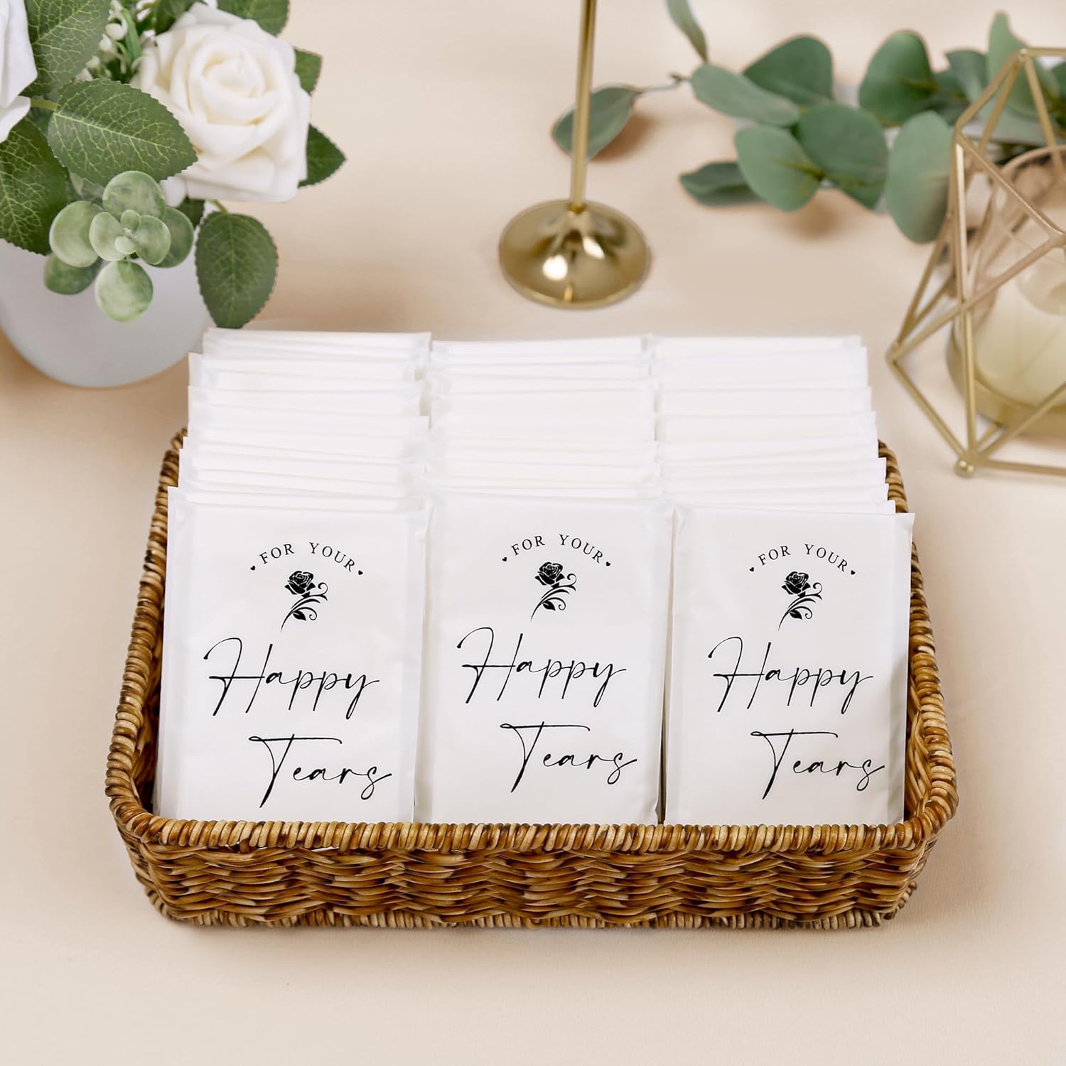 DORIS HOME 48pcs Happy Tears Wedding Tissues 3 Ply