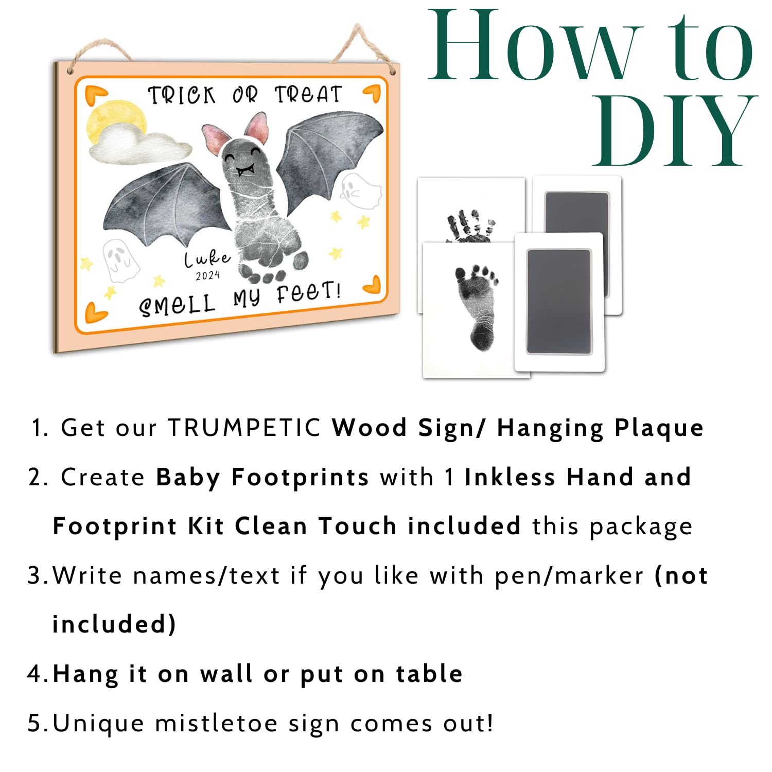 DIY Babys First Halloween Sign with Footprint Pad