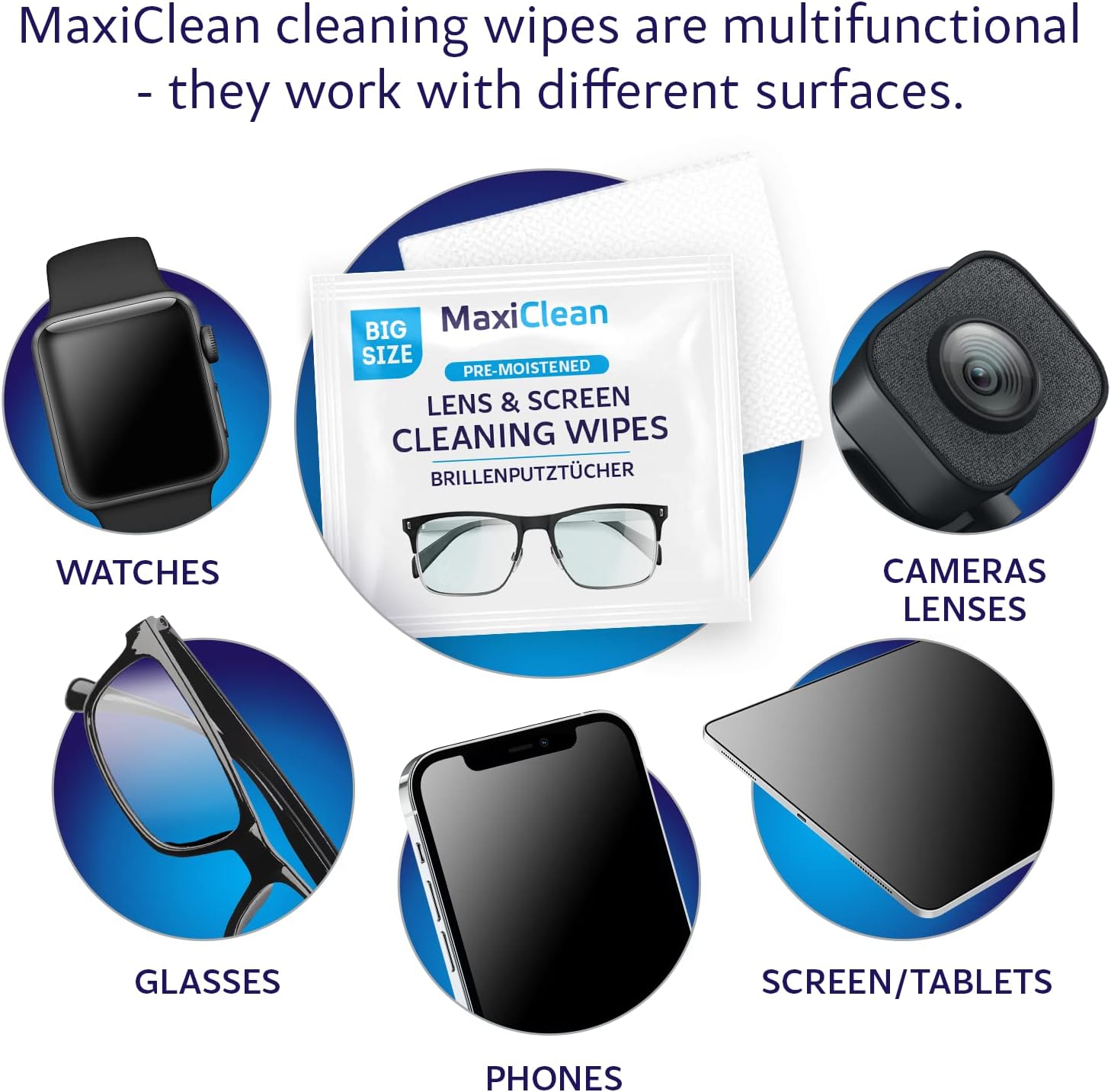 Maxi Clean Lens Wipes for Eyeglasses and Electronics