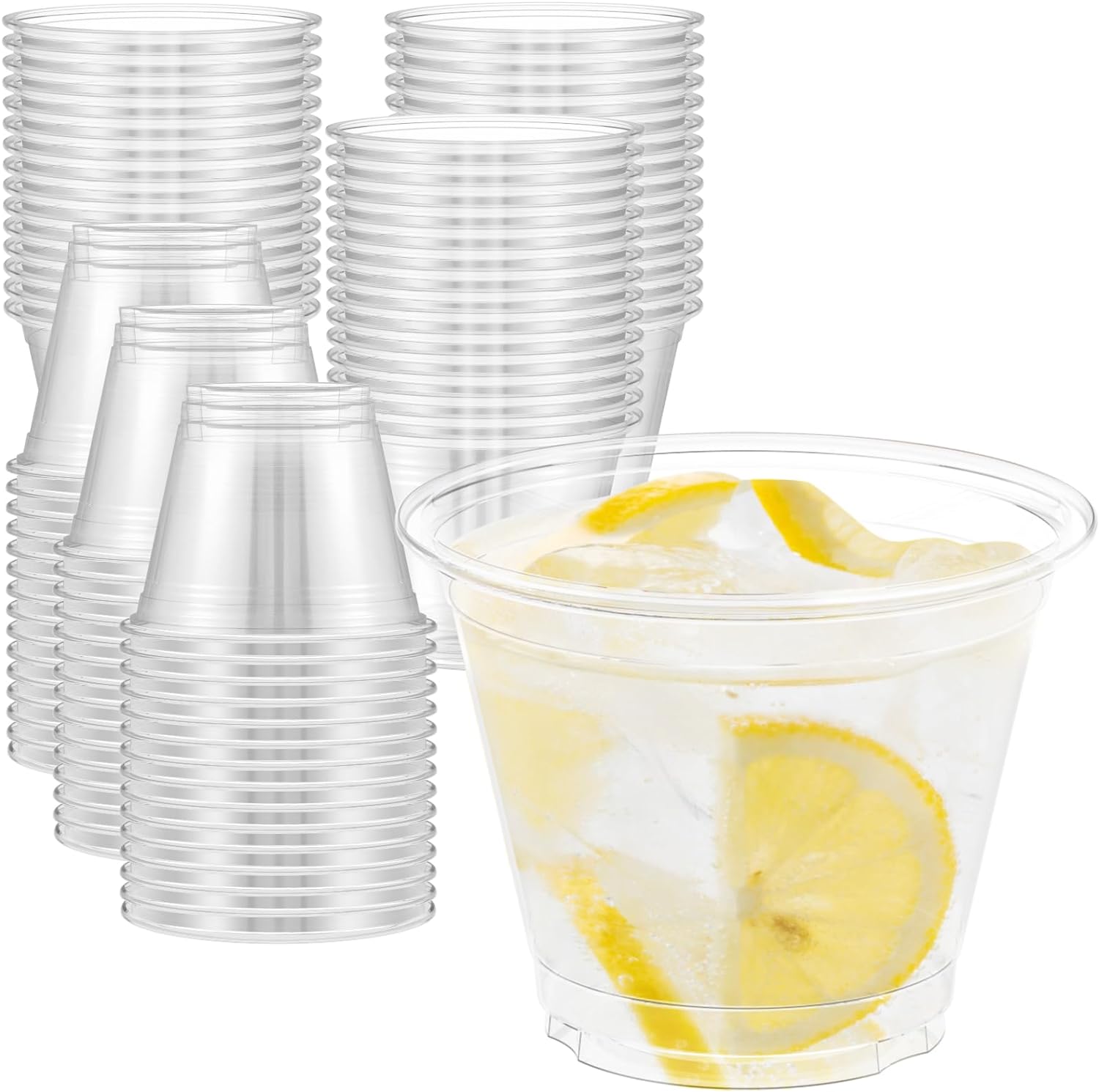 100 Pack 9 Oz Clear Plastic Cups for Wine Cocktail Punch