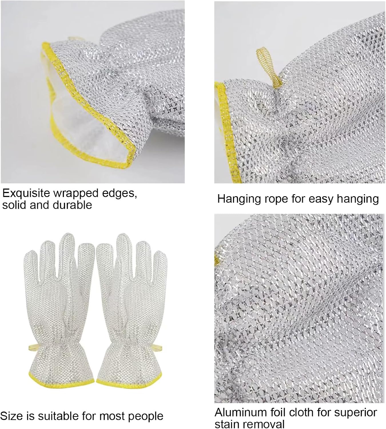 2 Pairs Metal Wire 5-Finger Dishwashing Gloves