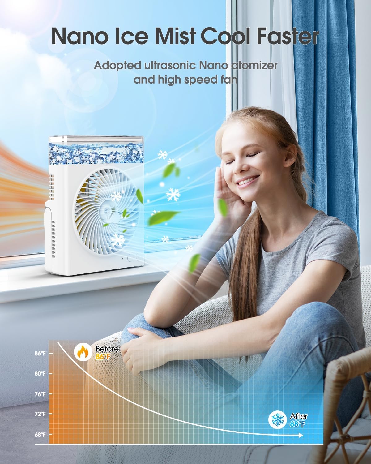 JINLICTE 8000mAh 8-Inch Misting Fan for Cooling