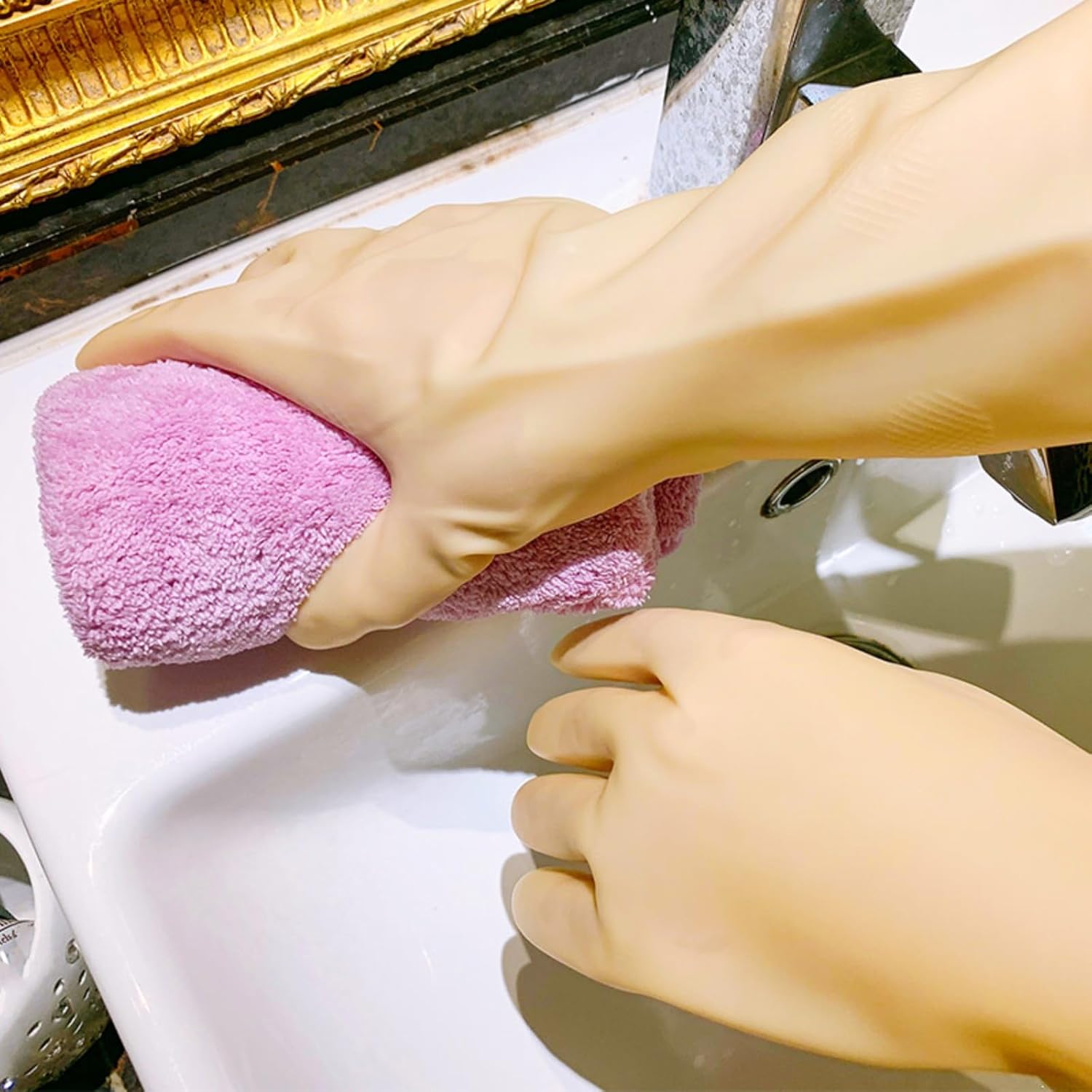 Reusable Household Cleaning Gloves Pack of 10 Pairs Medium Yellow