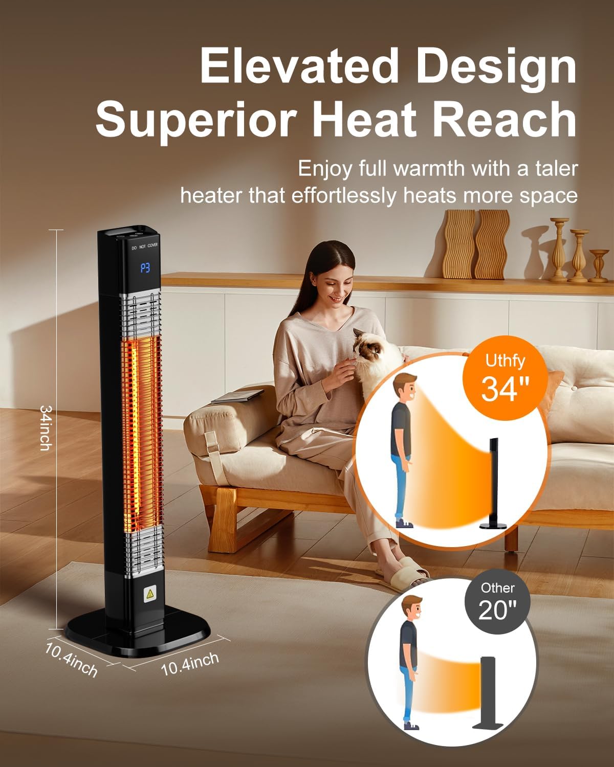 Uthfy 1500W Infrared Outdoor Heater with 24H Timer and IP44 Waterproof