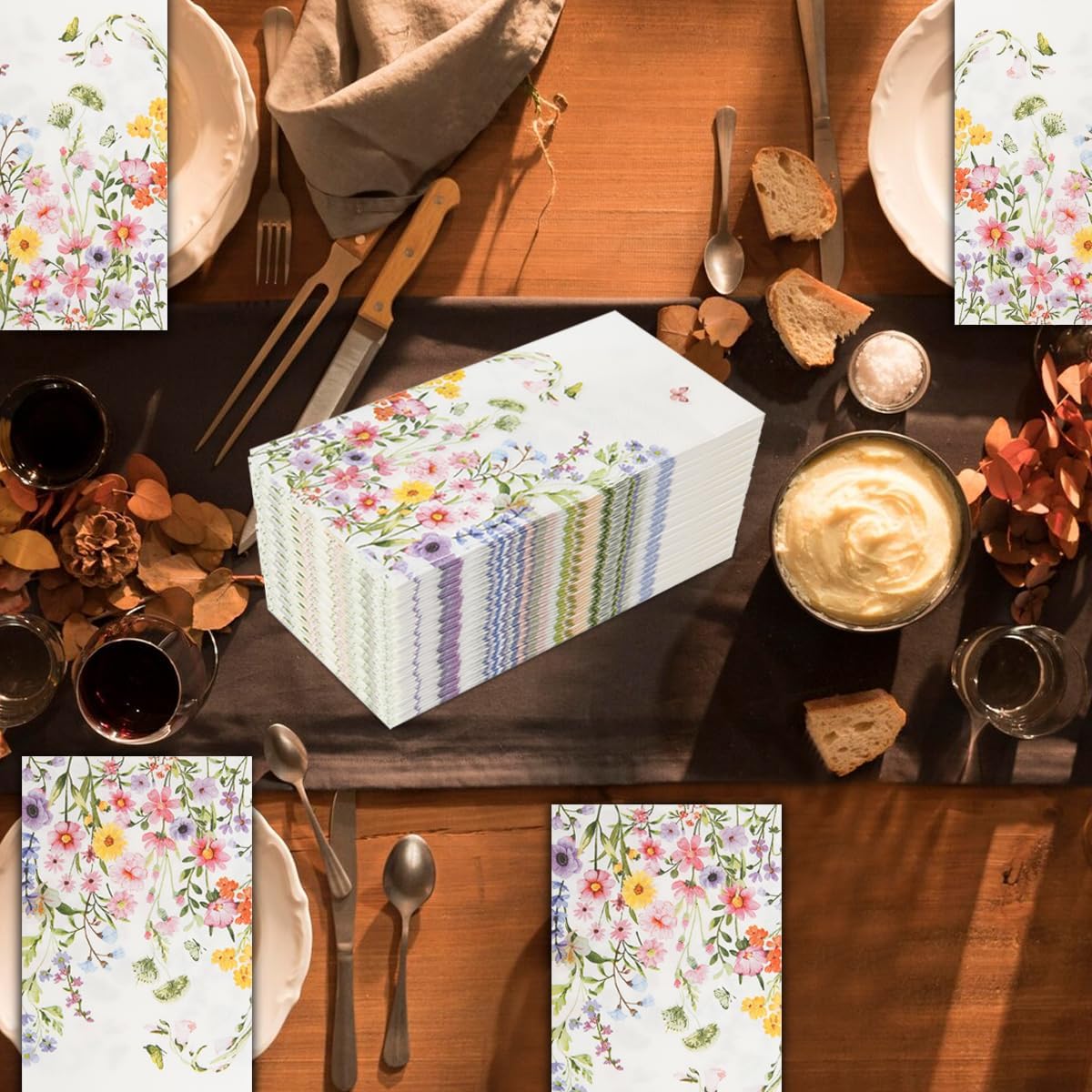 100Pcs Floral Paper Napkins for Wedding and Birthday Party