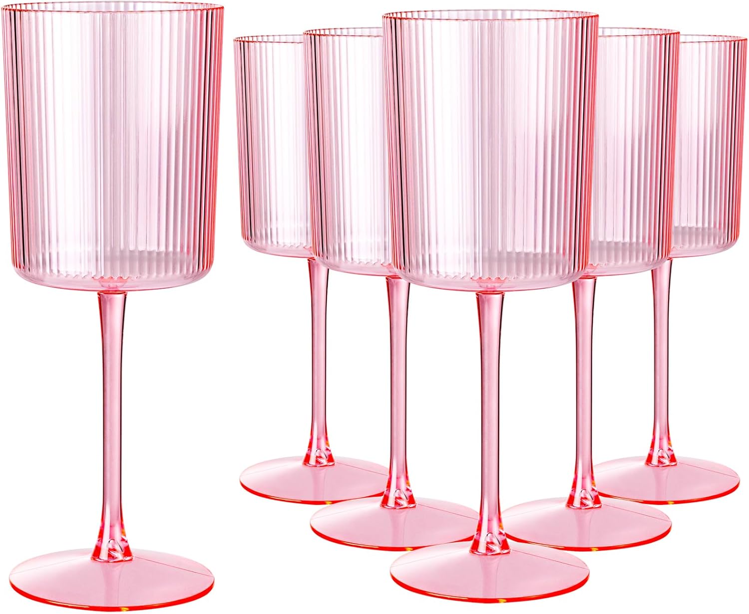 Ciaell 12 PCS Pink Plastic Wine Glasses with Stem