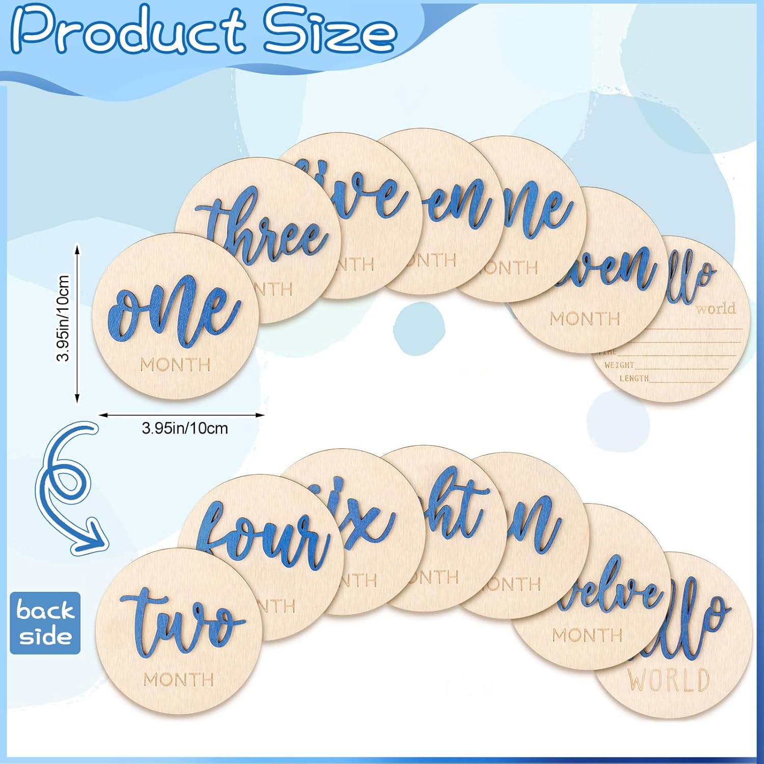 HIYZI 7 Piece Baby Milestone Wooden Signs 1-12 Months