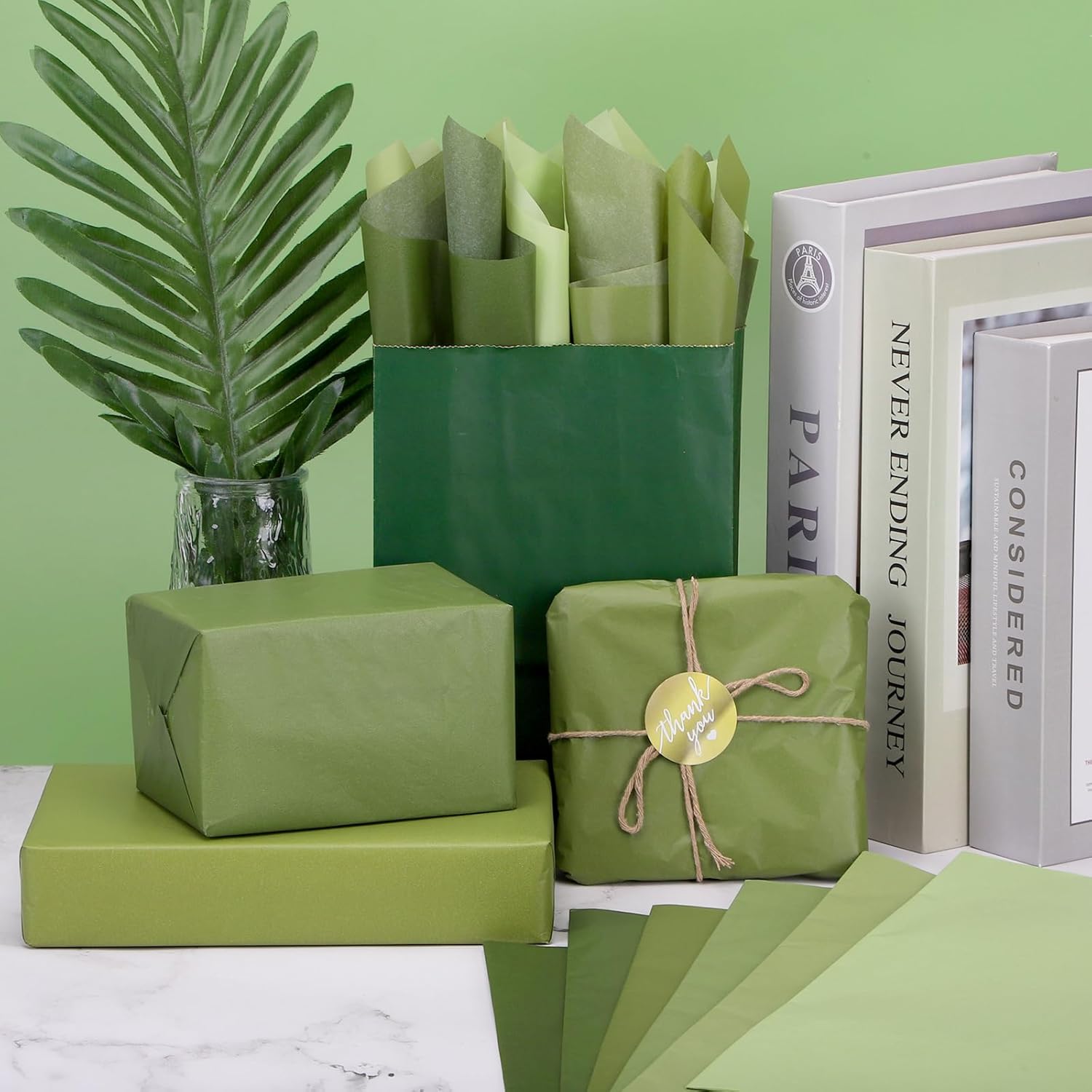 60 Sheets Gradient Lime Green Tissue Paper for Gift Wrapping
