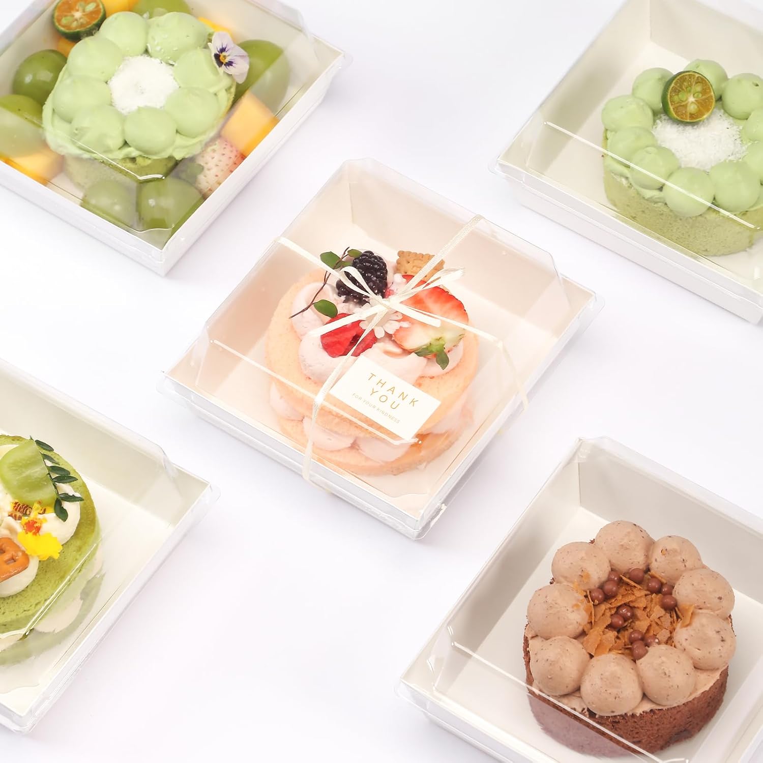 50 Pack Small Charcuterie Boxes with Clear Lids and Sporks