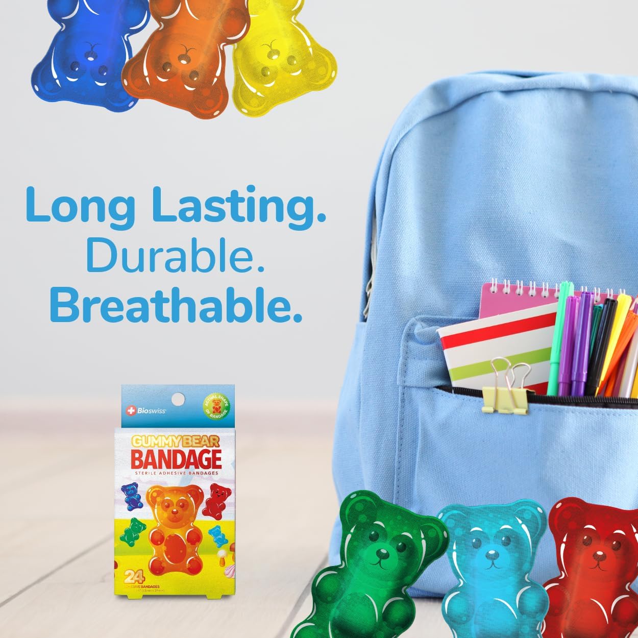 BioSwiss Adorable Gummy Bear Bandages 24 Count