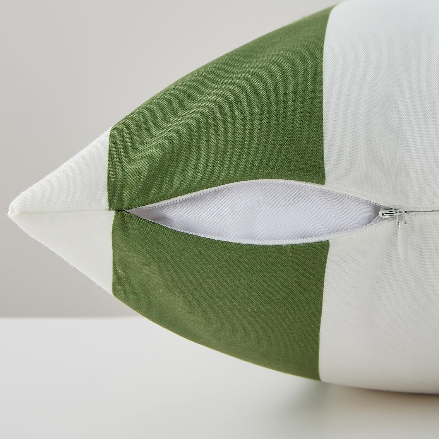 Allorry Outdoor Pillow Covers Set of 2 Olive Green Striped