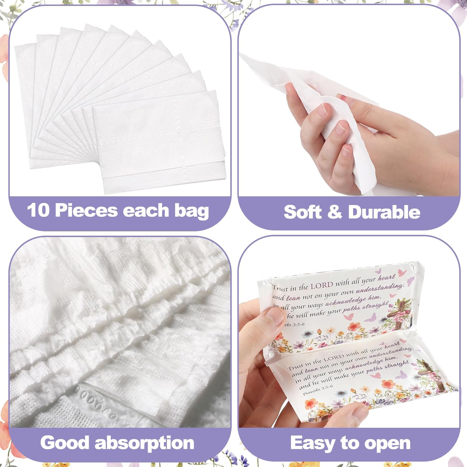 Sinmoe 60 Pack Inspirational Pocket Tissues