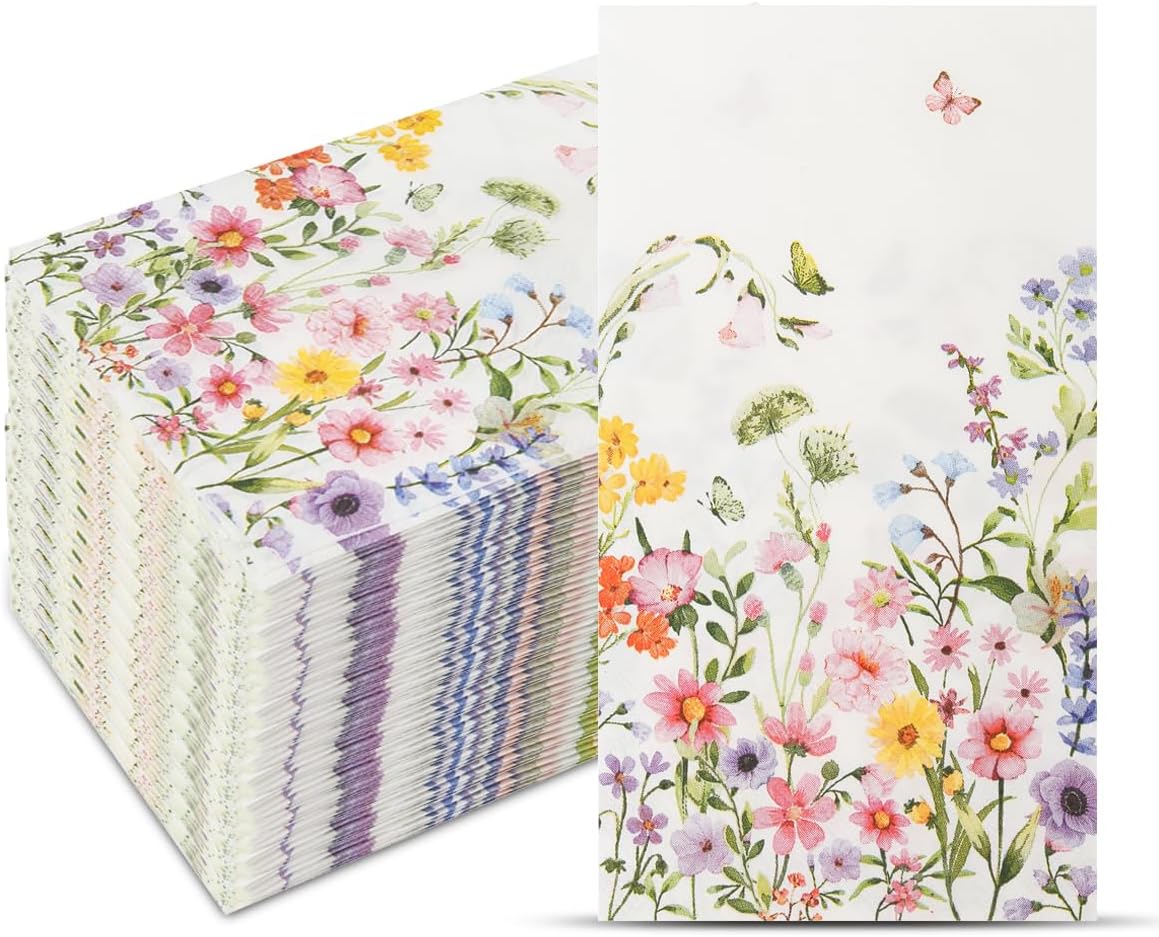 100Pcs Floral Paper Napkins for Wedding and Birthday Party