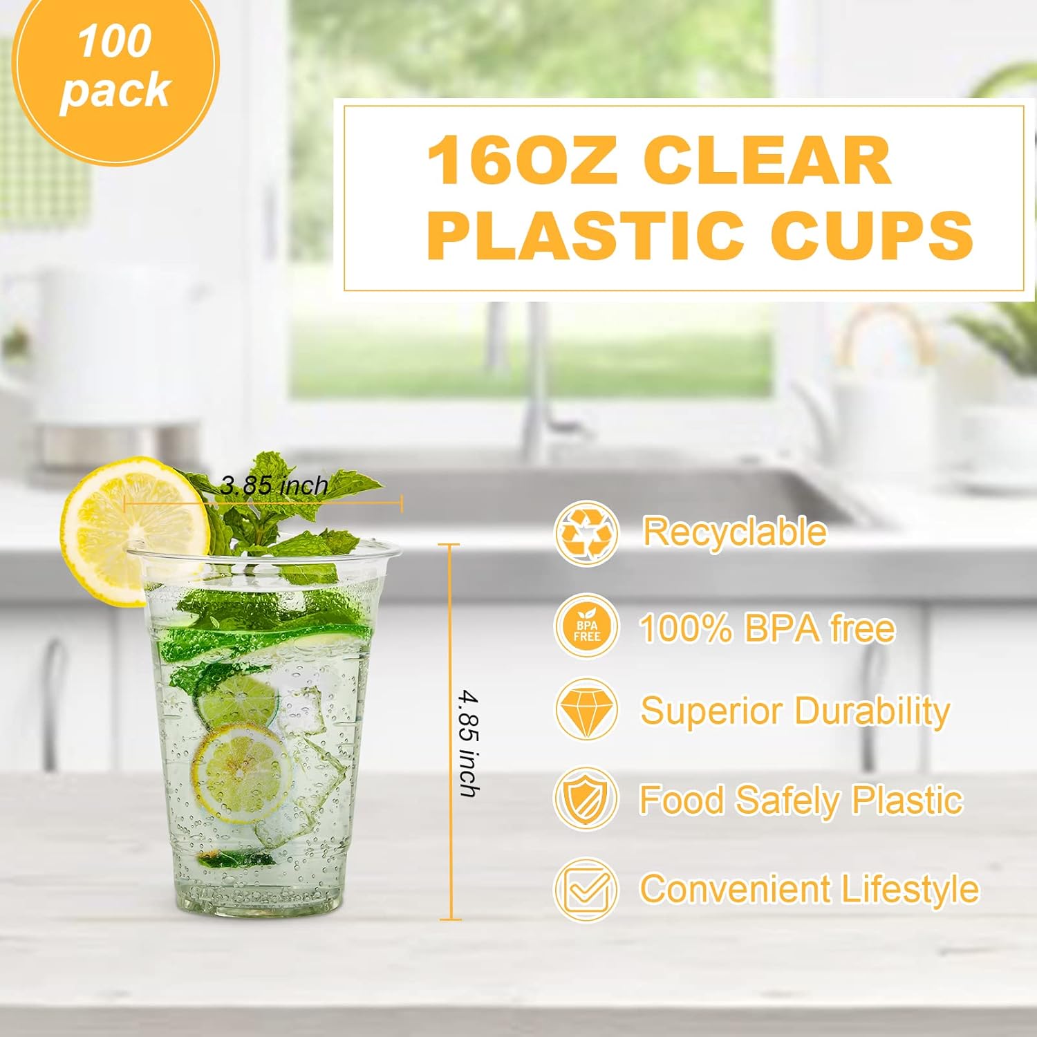 TashiBox 100 Count 16 Ounce Plastic Cups