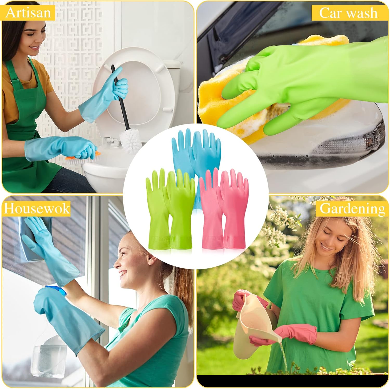 36 Pair Reusable Dishwashing Gloves with Non-Slip Design