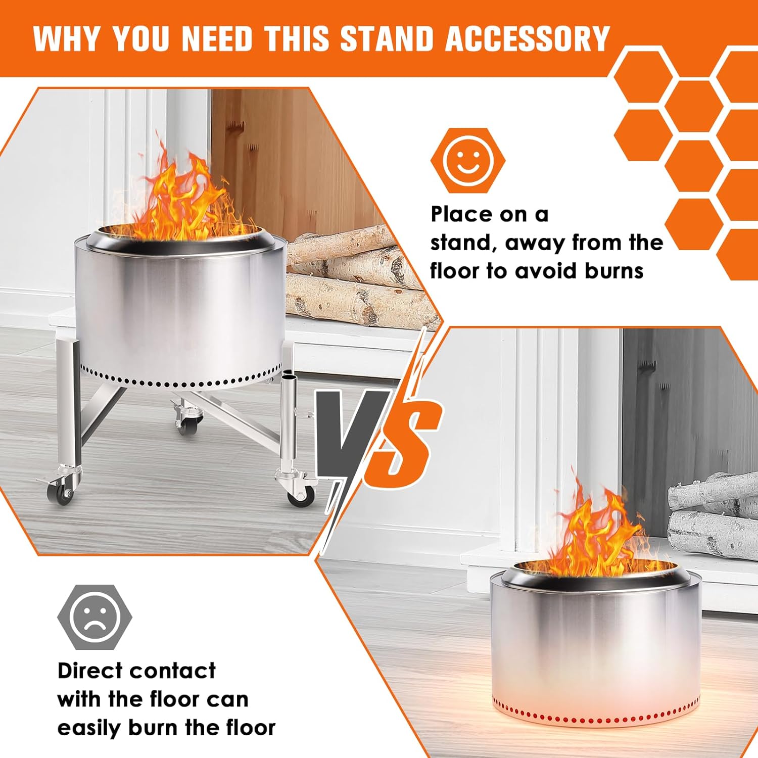 Universal Firepit Stand for 15-27 Firepits Stainless Steel
