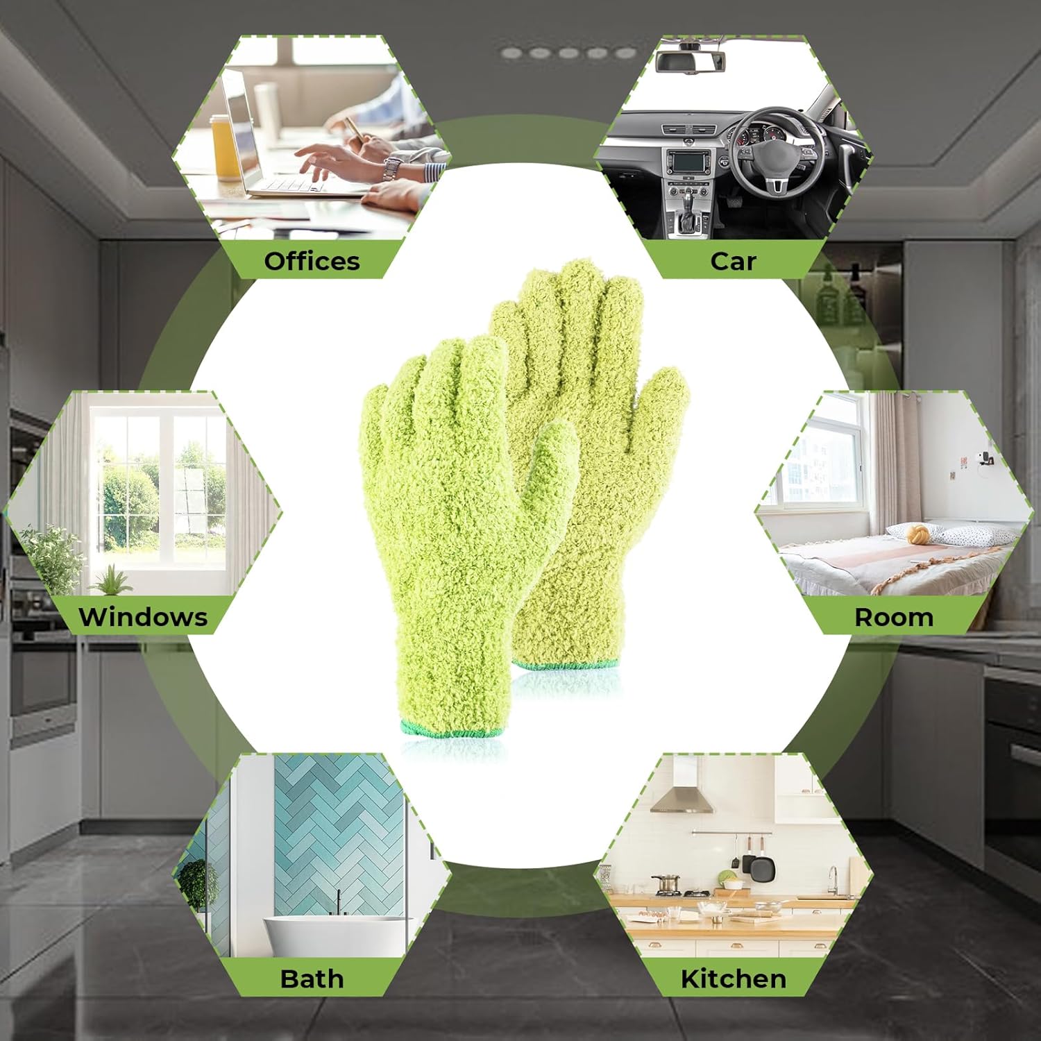 Sibba 2pcs Microfiber Dusting Mitt Gloves for Cleaning