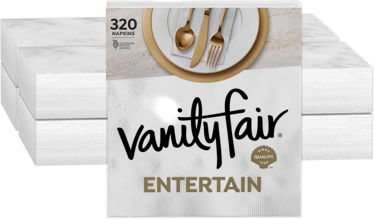 Vanity Fair Entertain Paper Napkins 40 Count Pack of 8