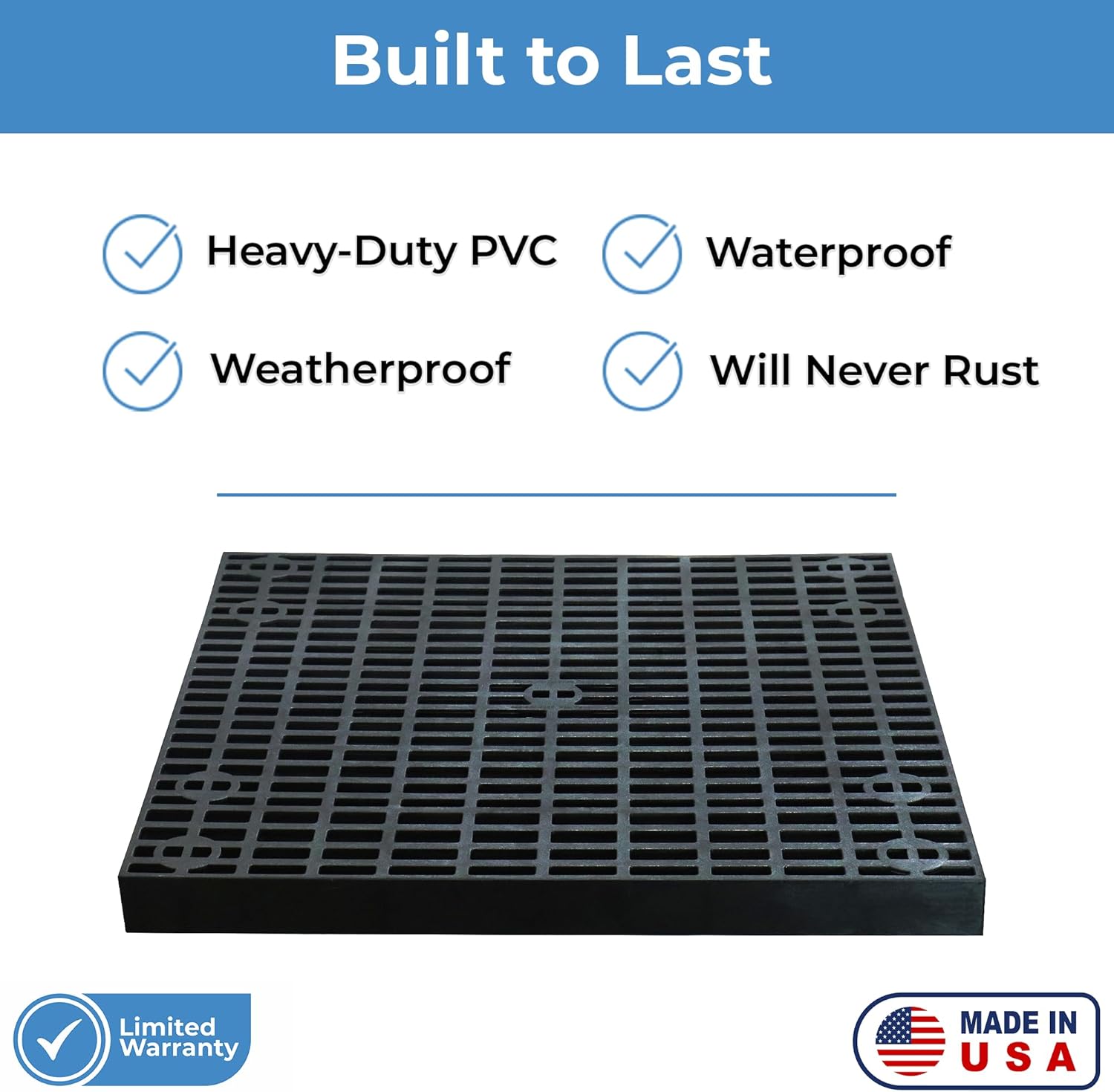 36x36 Heavy Duty Fountain Basin Grate - Black Rustproof Cuttable