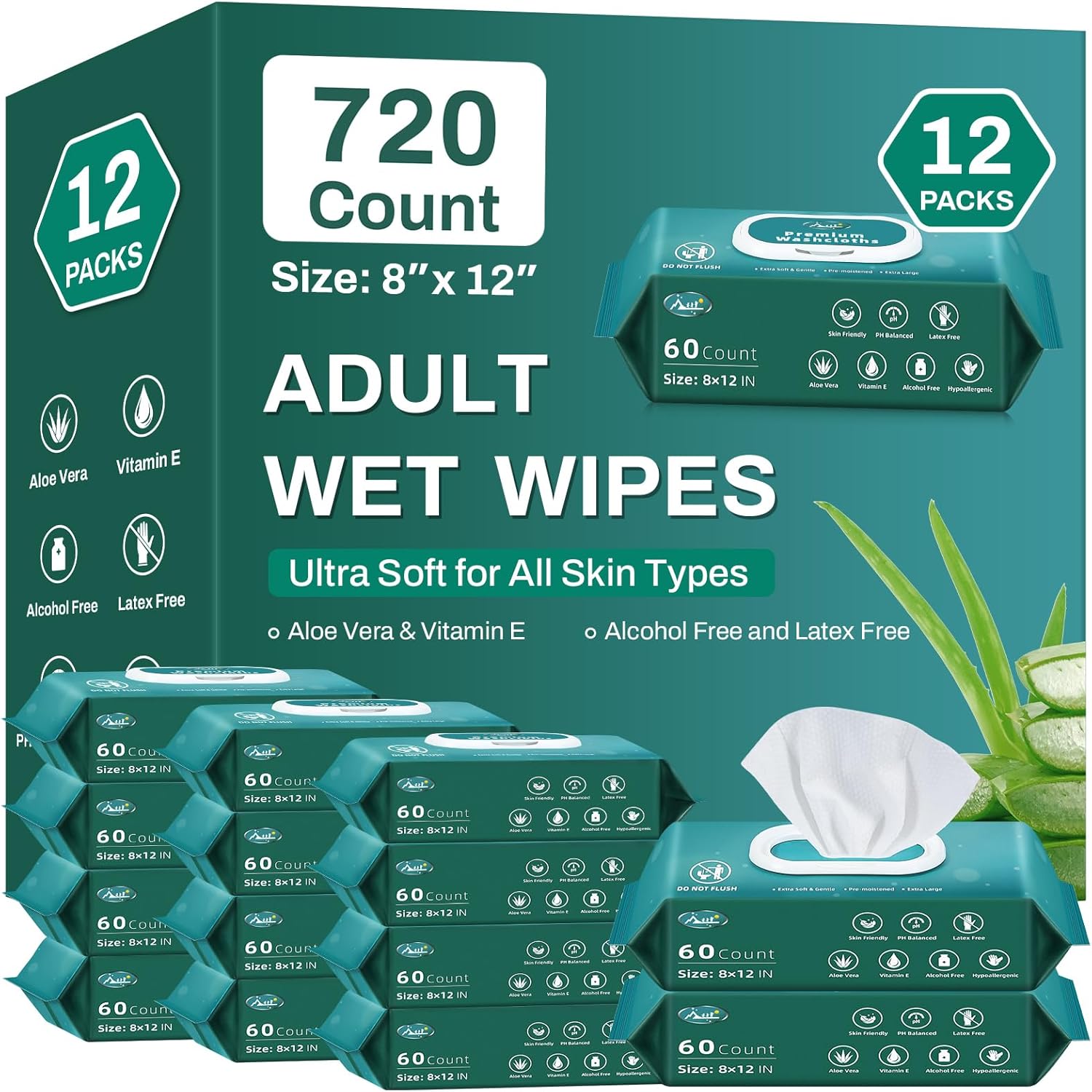 720 Count Extra Large Incontinence Wipes for Adults