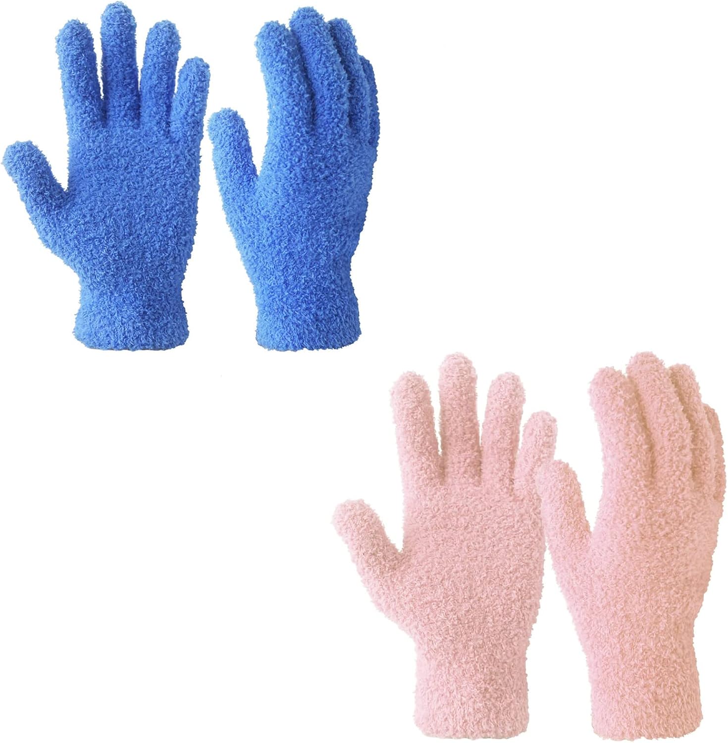 Evridwear Microfiber Dusting Gloves 2 Pairs Blue Pink