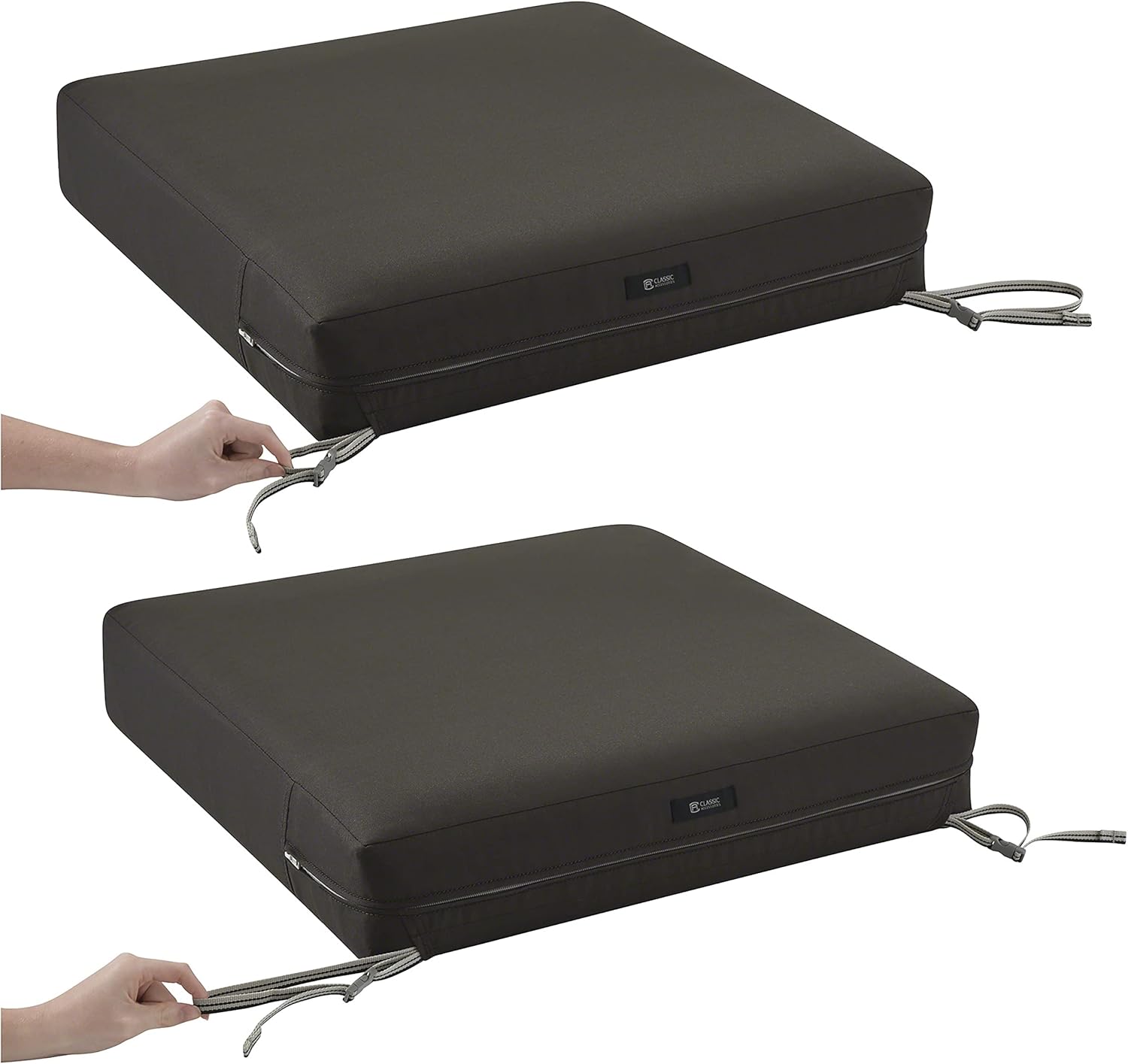 Classic Accessories Ravenna Water-Resistant 25x25x5 Inch Outdoor Seat Cushion Cover