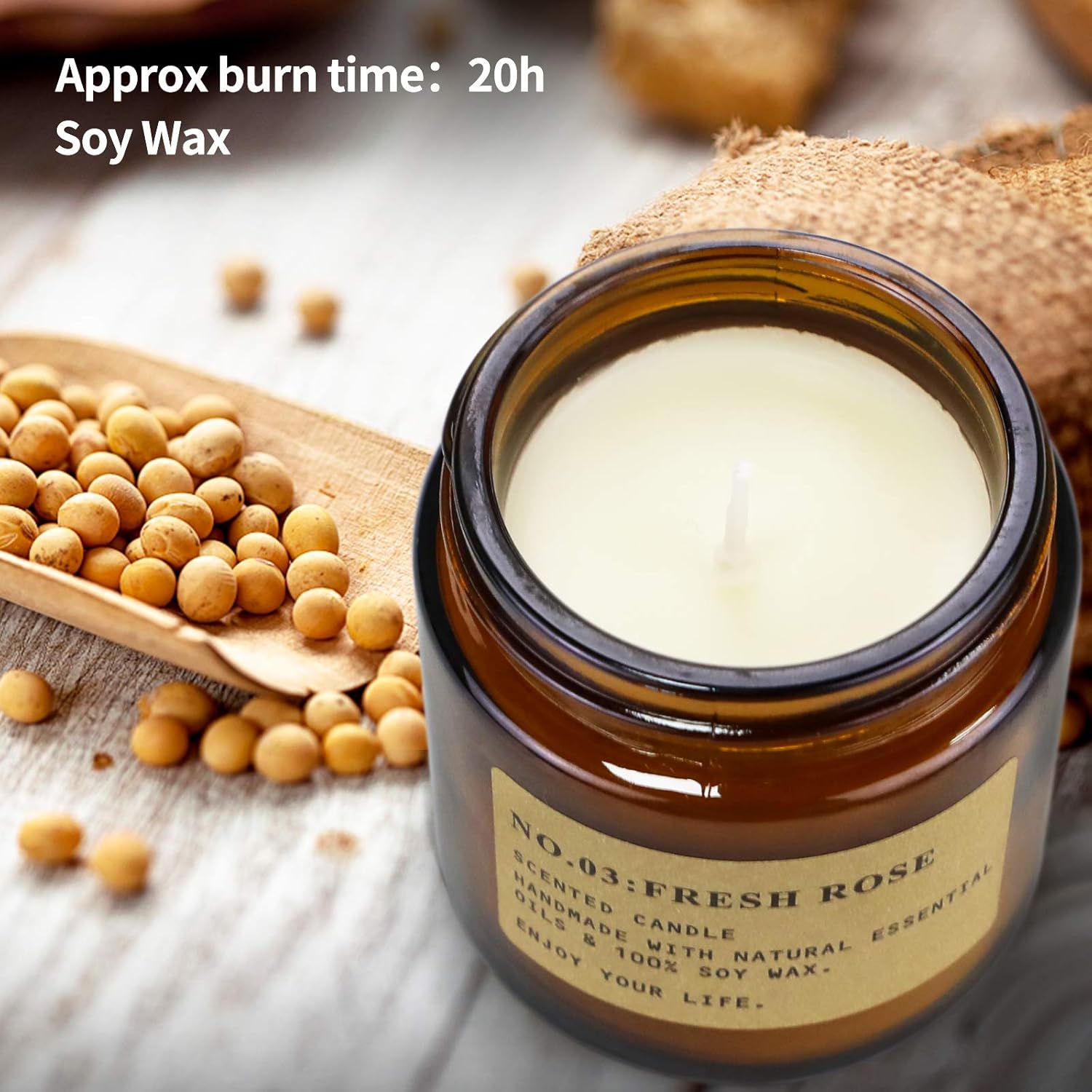 6 Pack Amber Jar Soy Candles Gift Set for Women