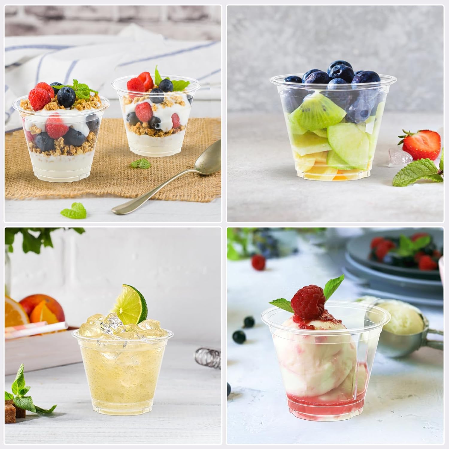 100 Pack 9 Oz Clear Plastic Cups for Wine Cocktail Punch