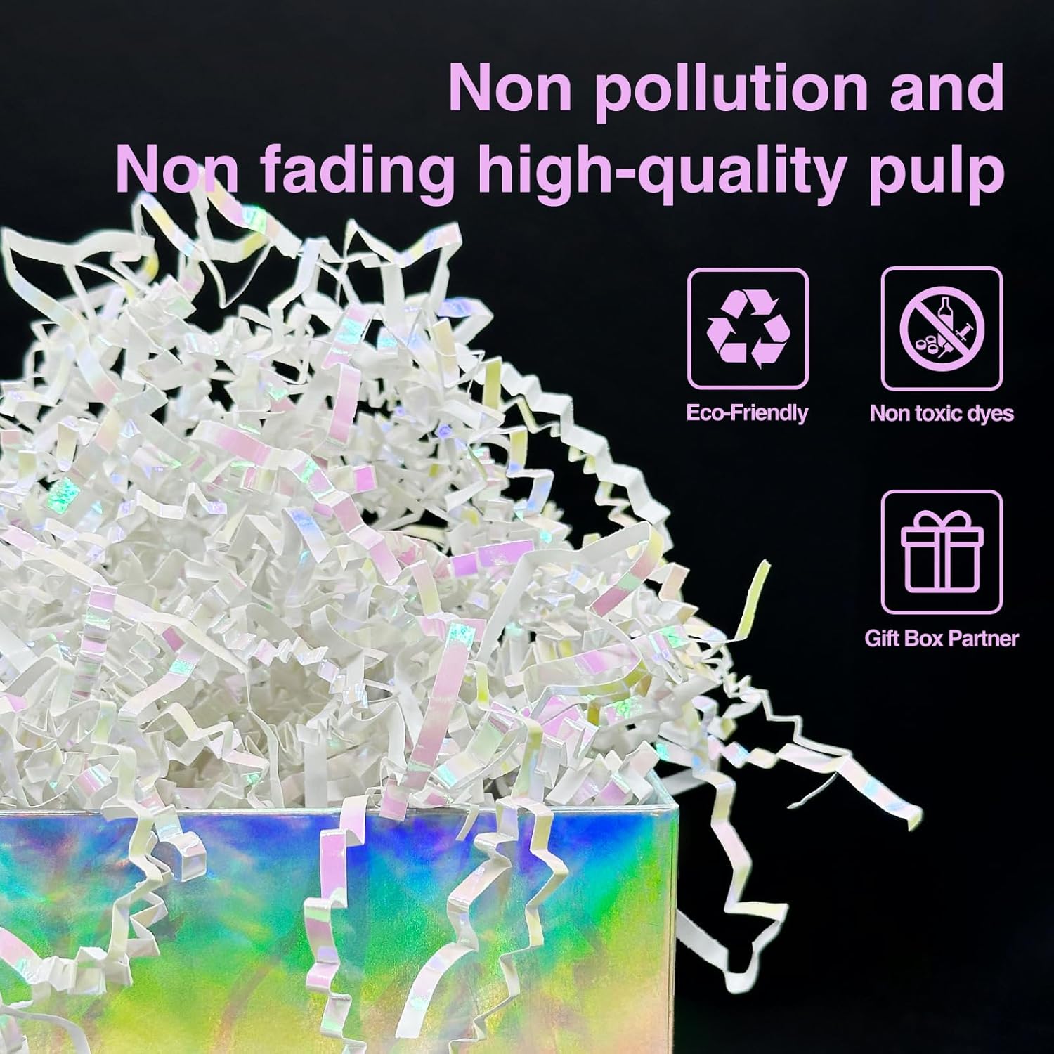2LB Iridescent Crinkle Paper Shred for Gift Boxes and Baskets
