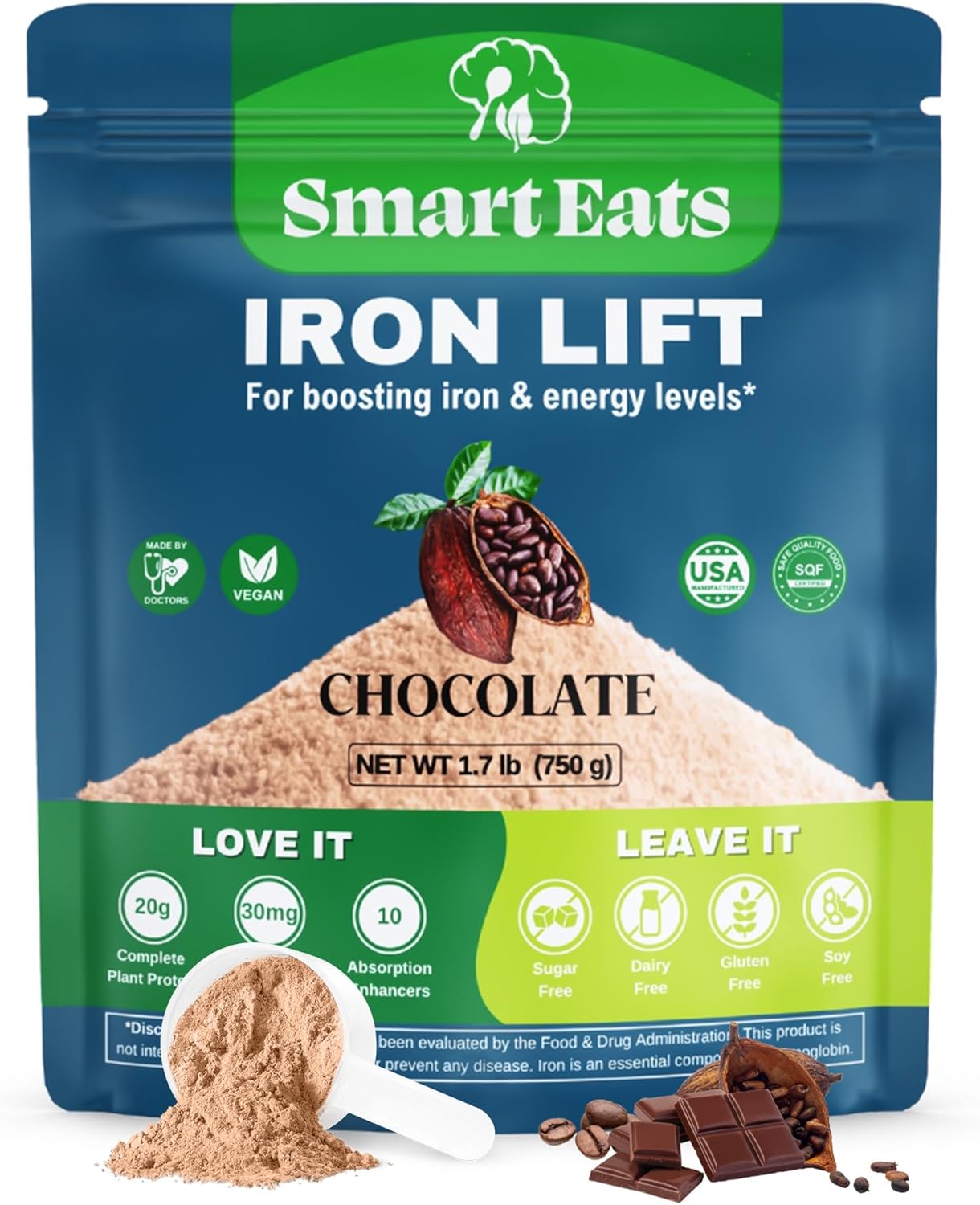 Smart Eats Iron Powder - 30 Scoops Chocolate Flavor