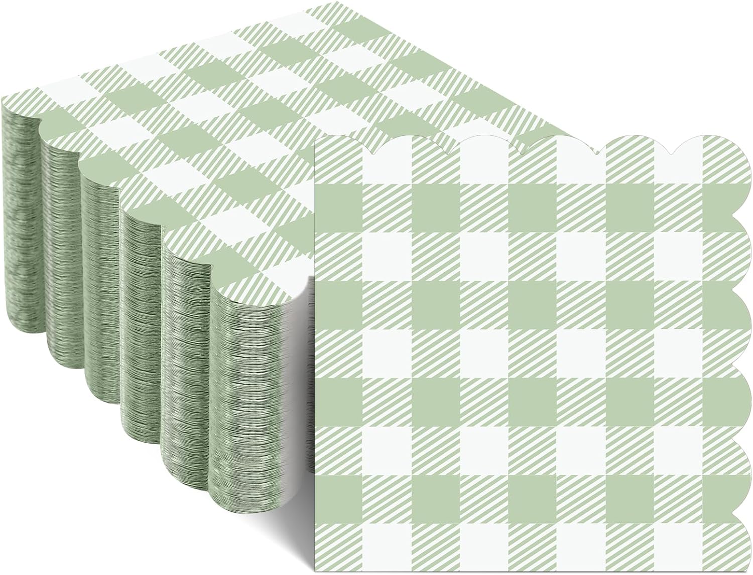 120 Pcs Green Gingham Napkins for Picnic Wedding and Baby Shower