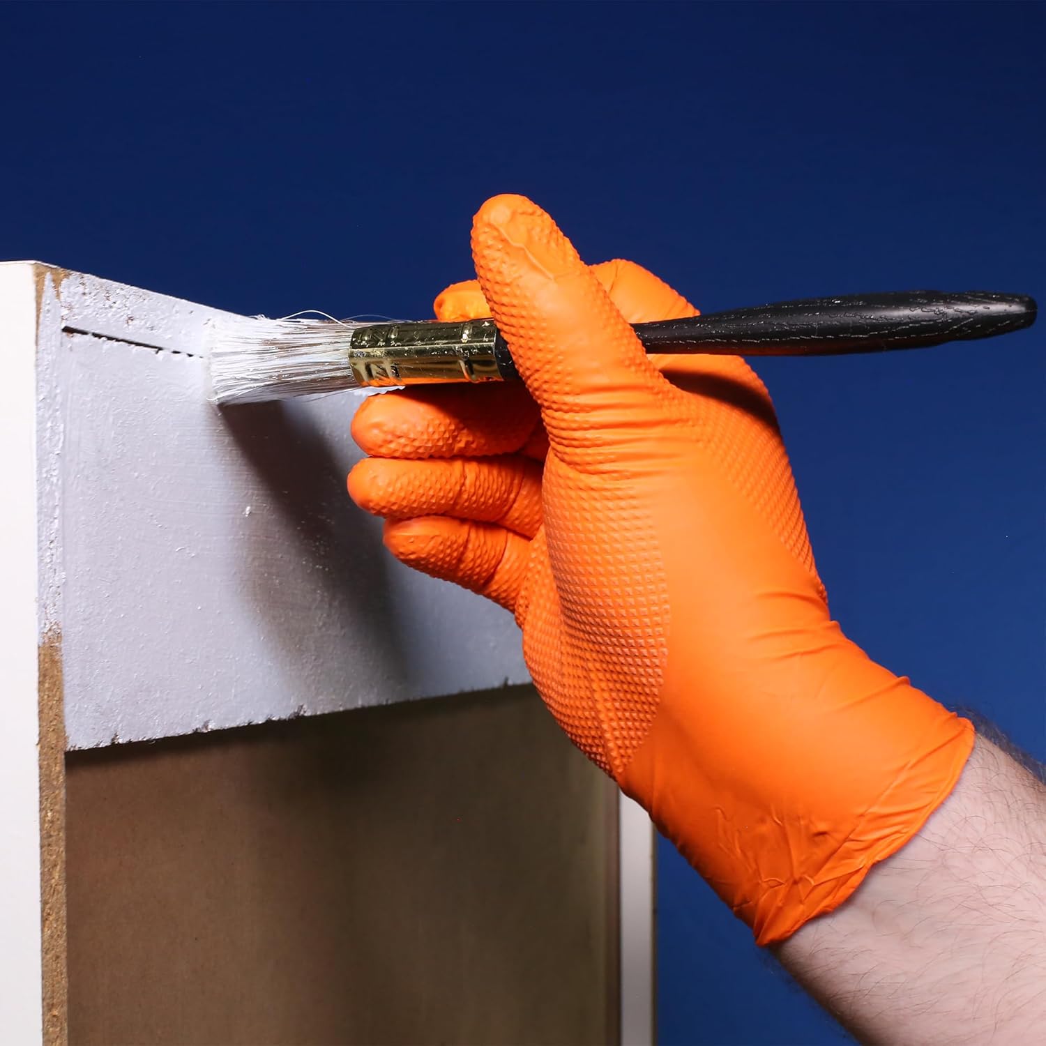 Xtreme Orange Nitrile Gloves Diamond Texture Powder Free Industrial Grade