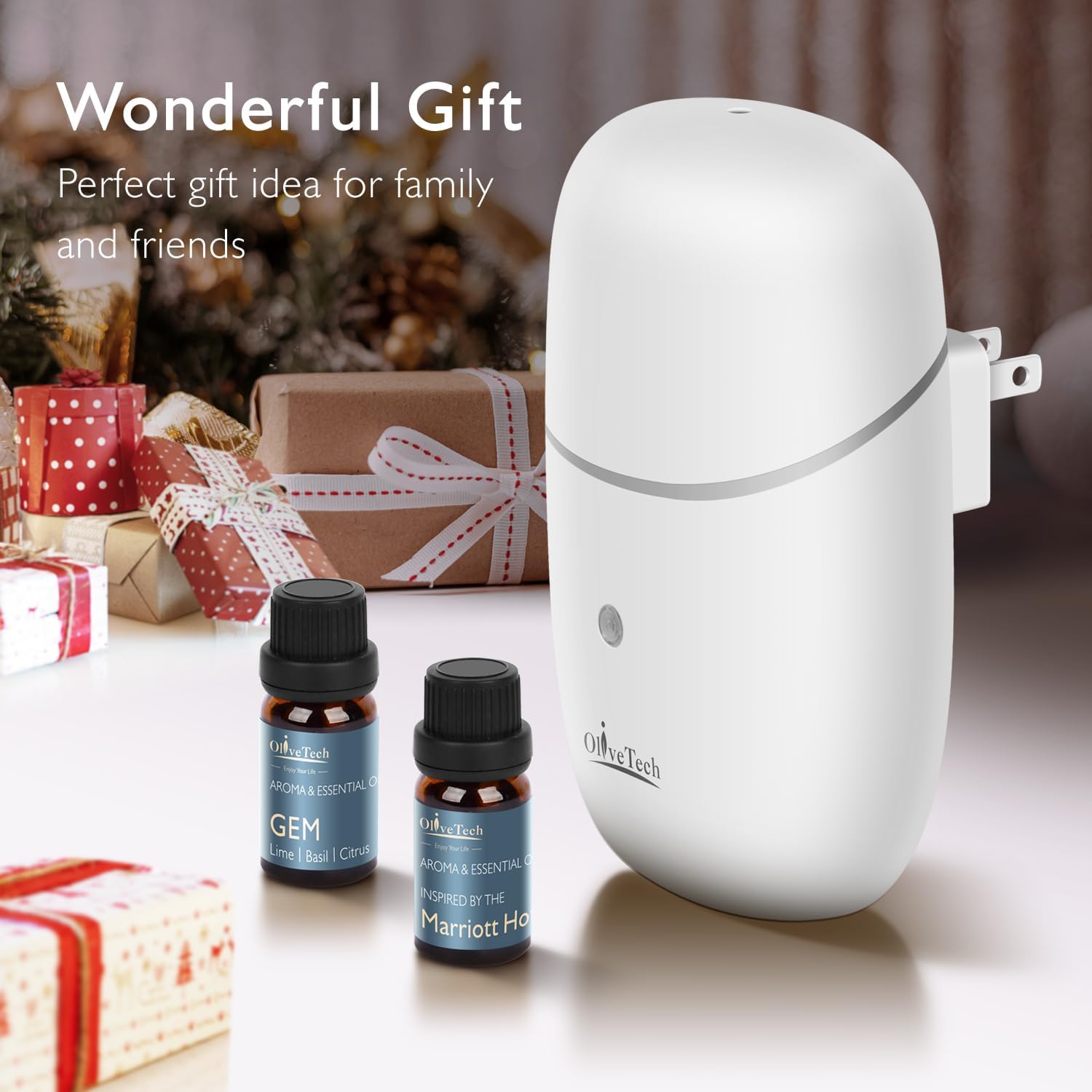 OliveTech Waterless Plug In Diffuser with 2x10ml Essential Oils