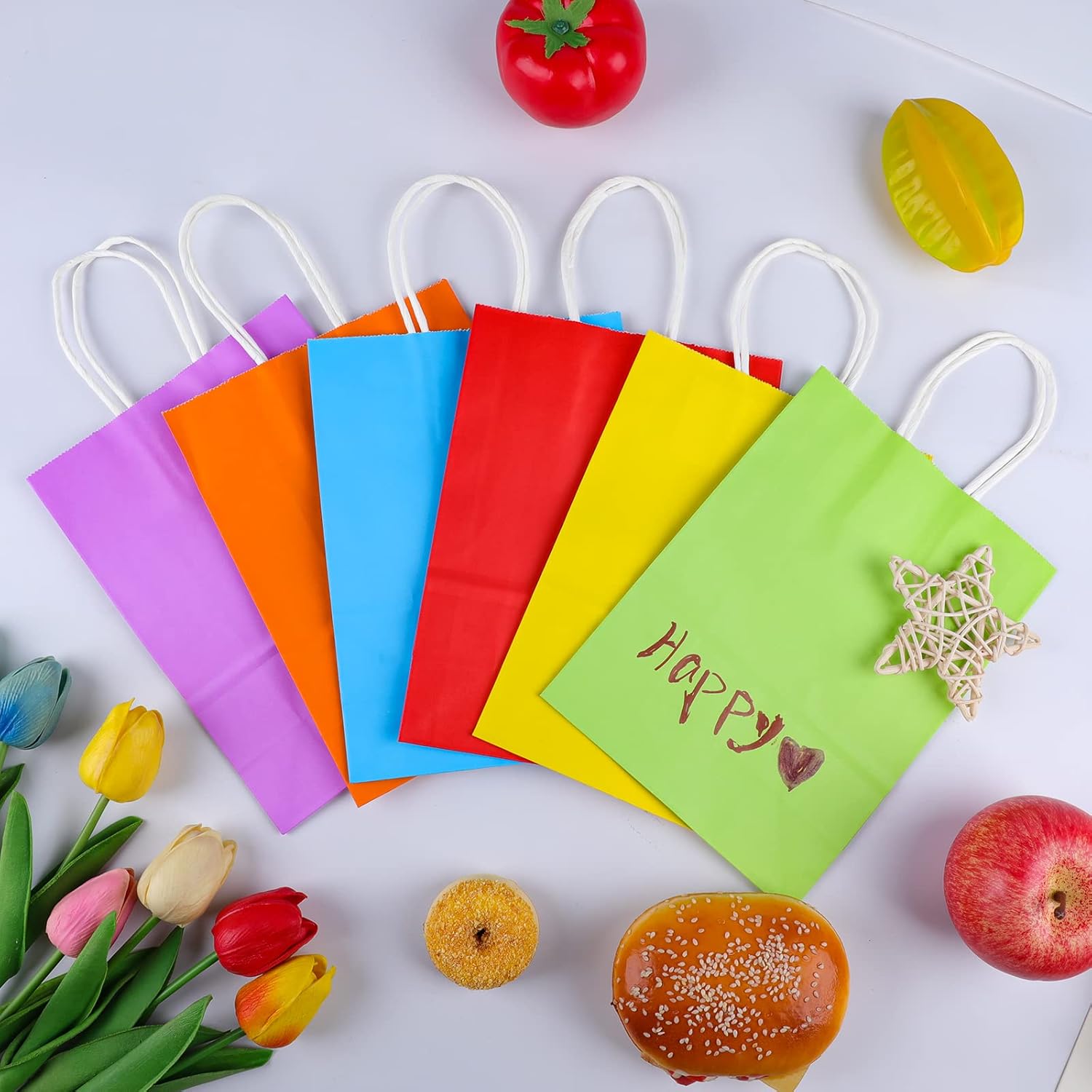 XPCARE 32Pcs Kraft Paper Gift Bags with Handles