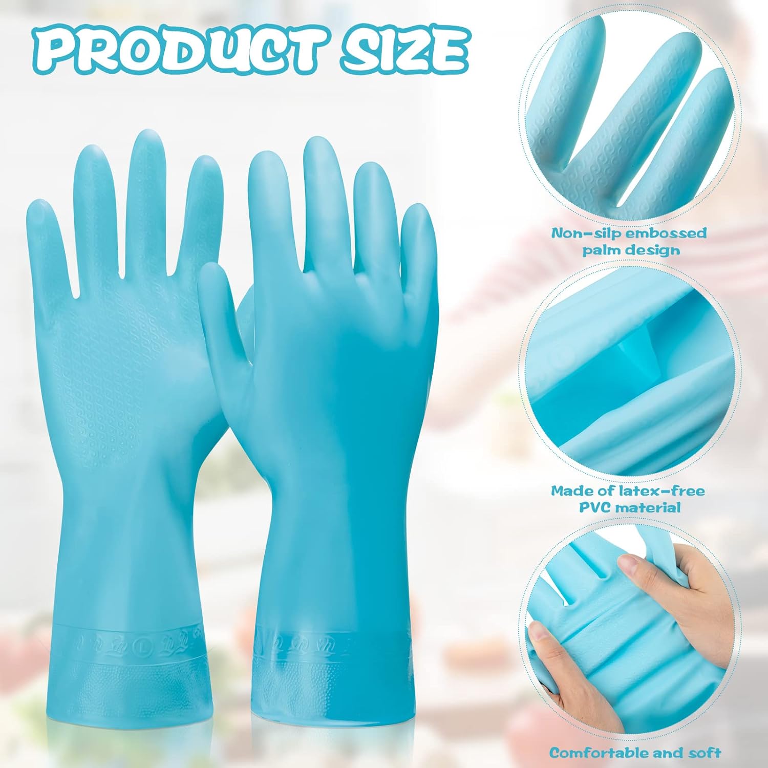 36 Pair Reusable Dishwashing Gloves with Non-Slip Design