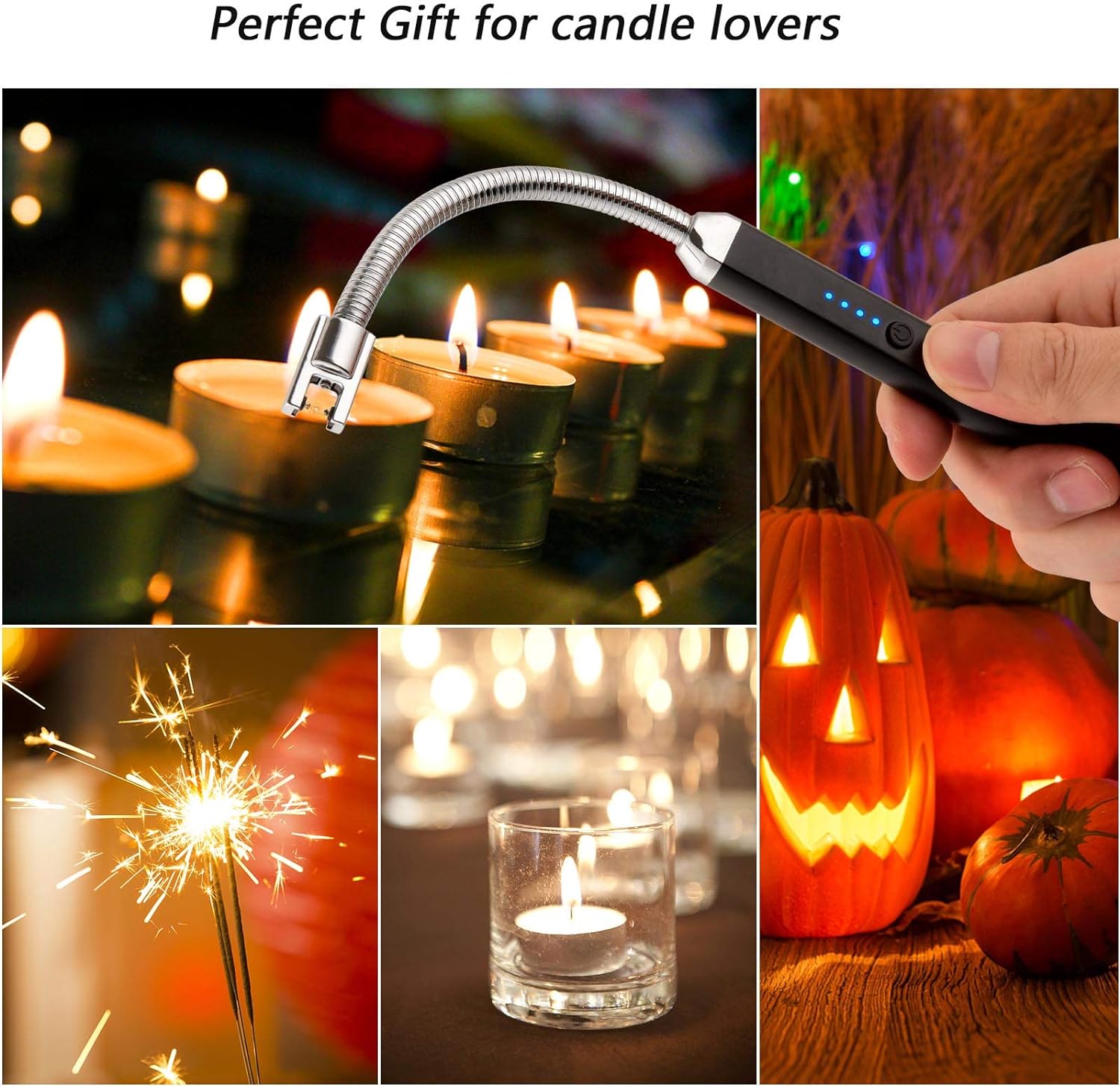 Meiruby Electric Candle Lighter USB Rechargeable Windproof Flameless Lighter for Birthday Gifts