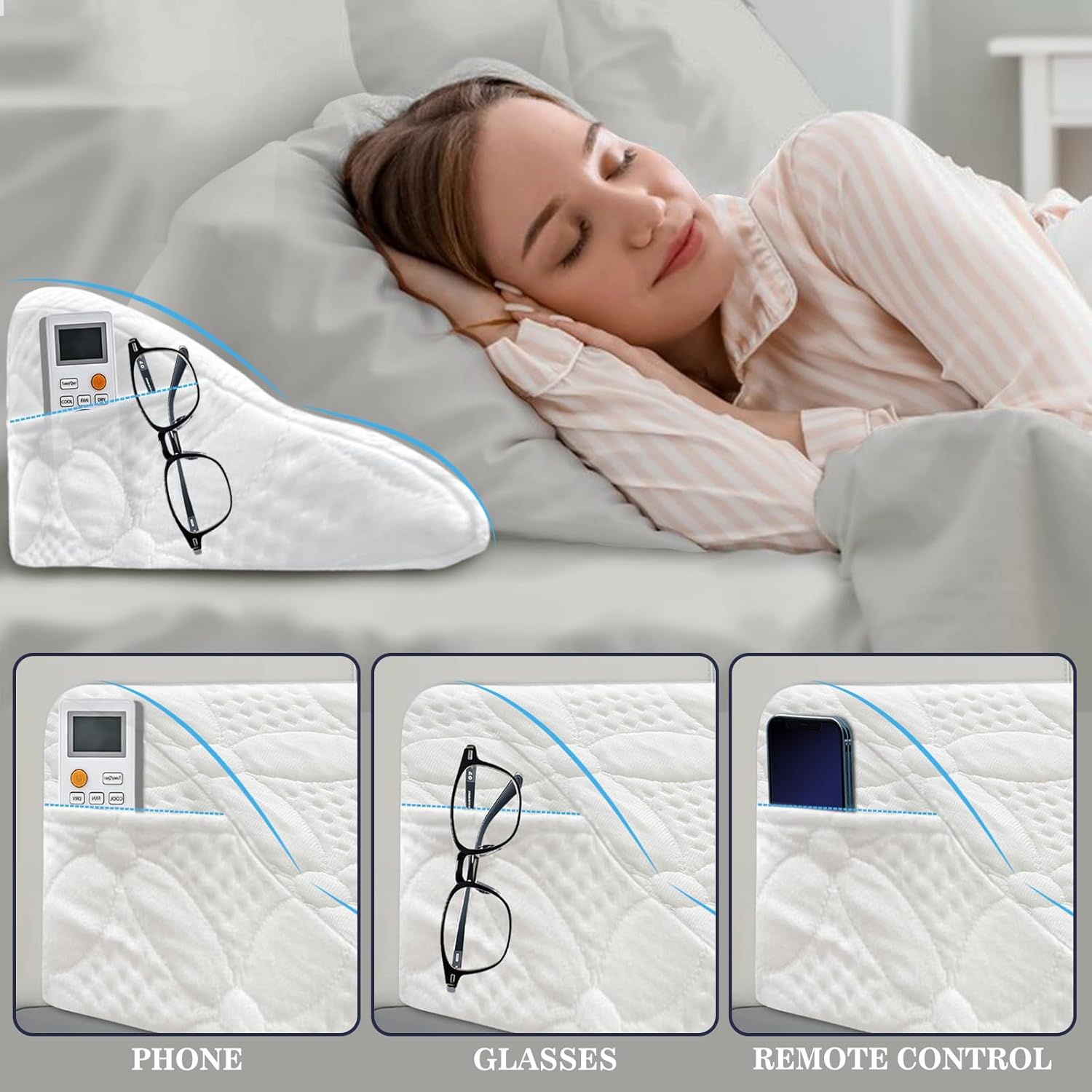 Asatdd Bed Wedge Pillow Headboard Gap Filler