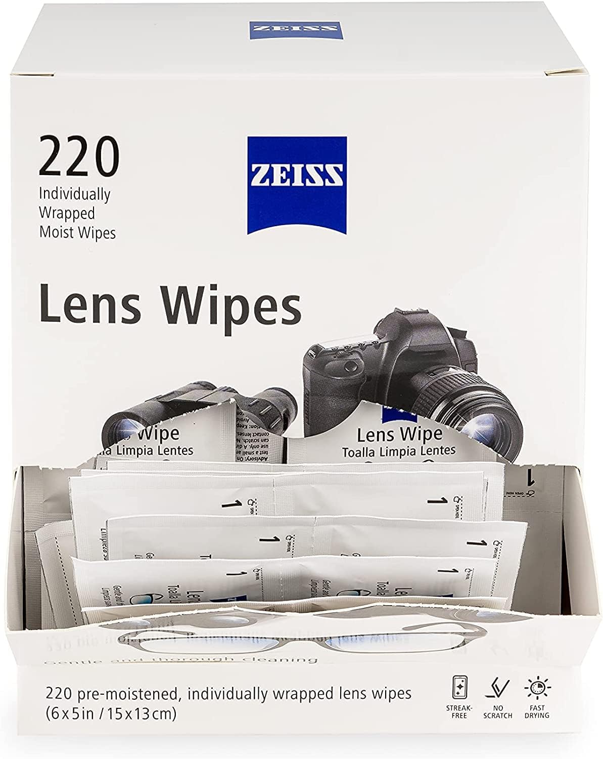 ZEISS Lens Wipes 220 Count White