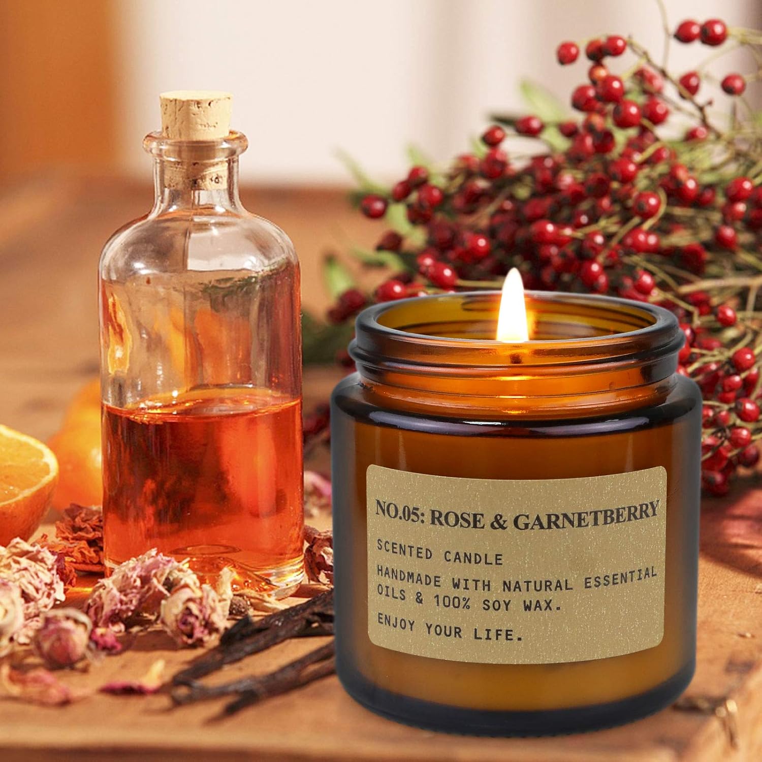 6 Pack Amber Jar Soy Candles Gift Set for Women