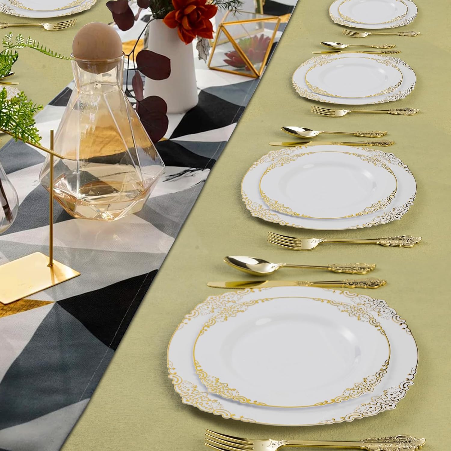 75PCS Gold Plastic Cutlery Set for 25 Guests