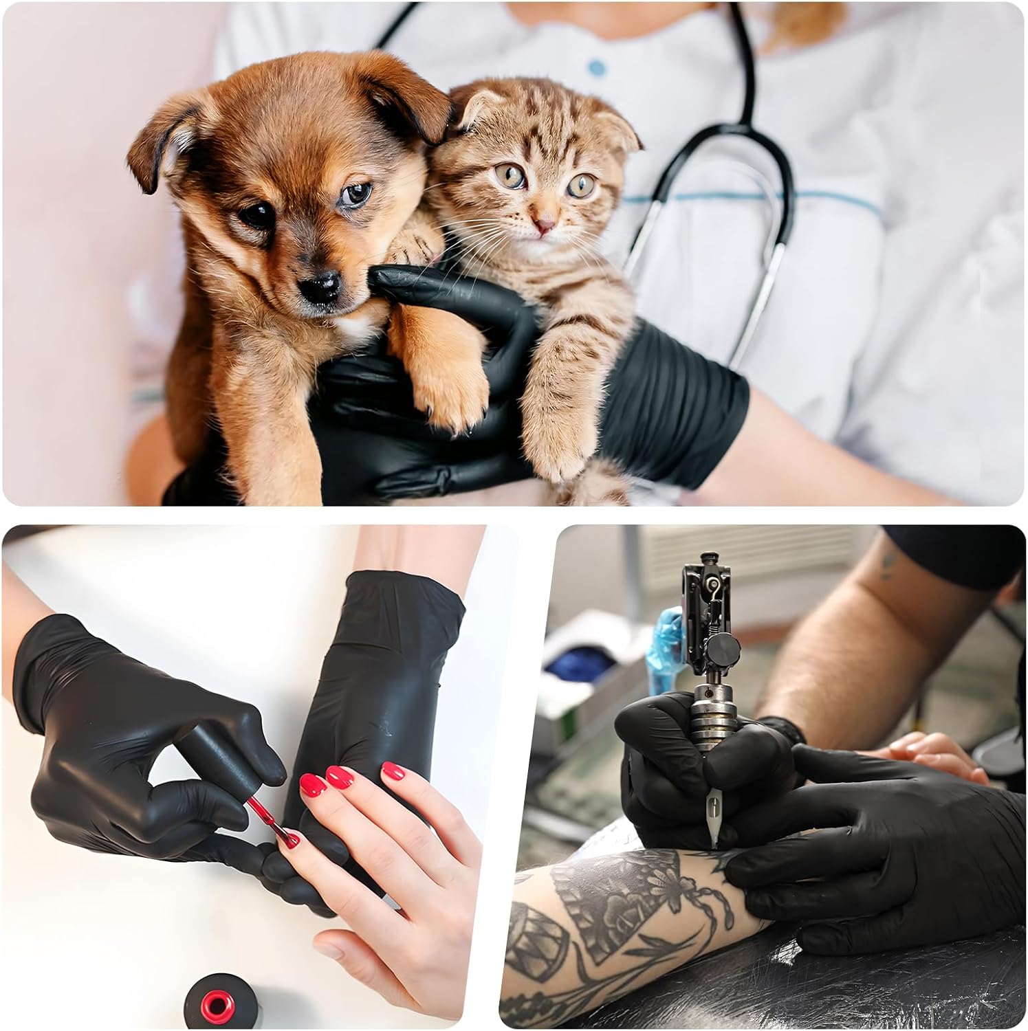 Nitrile Gloves Latex Free Powder Free for Kitchen Cleaning Gardening Black